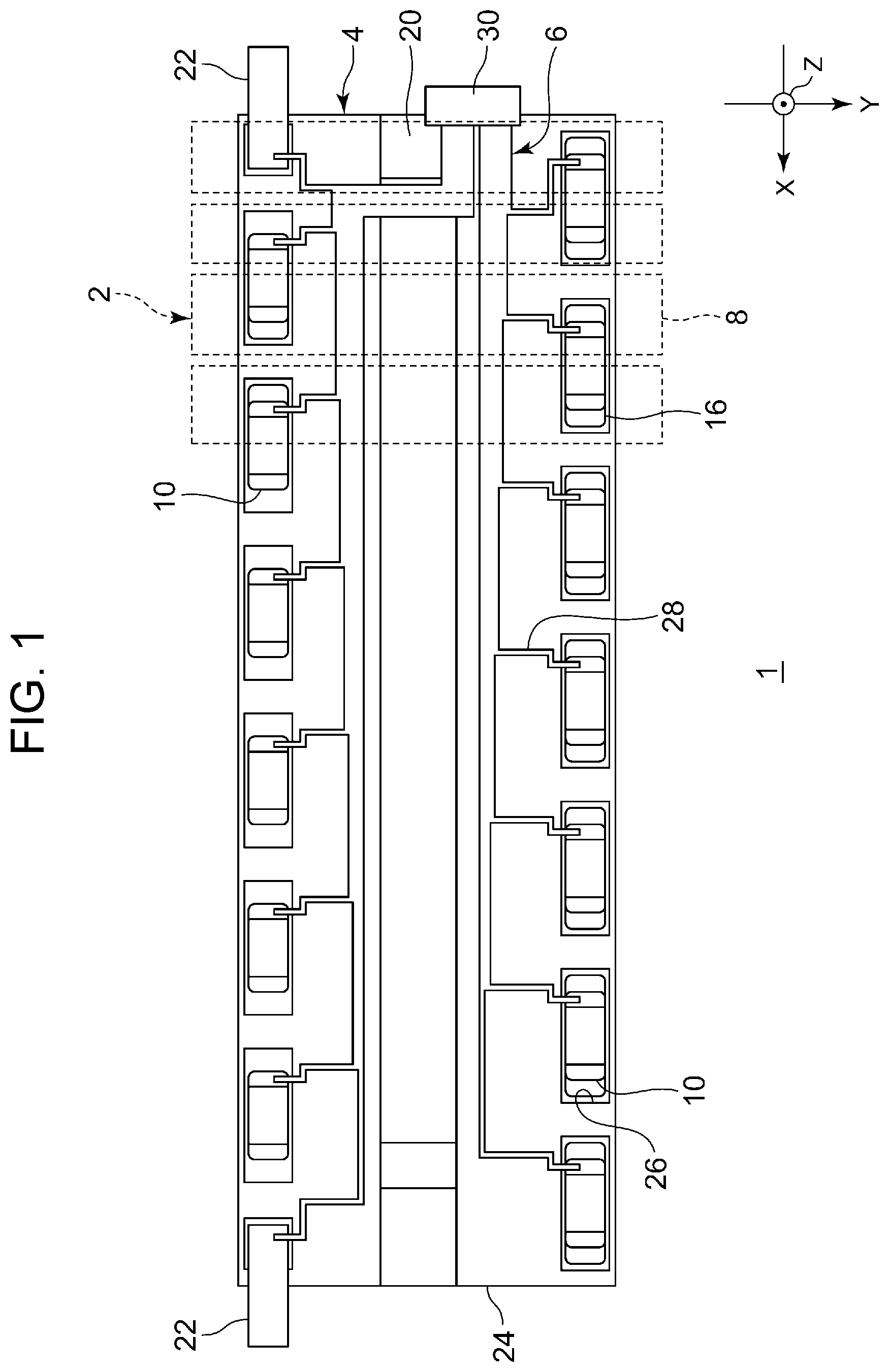 Patent US12614818 Figure 1 – Busbar configured to restrict spreading of a corrosion inhibitor and battery module comprising the same