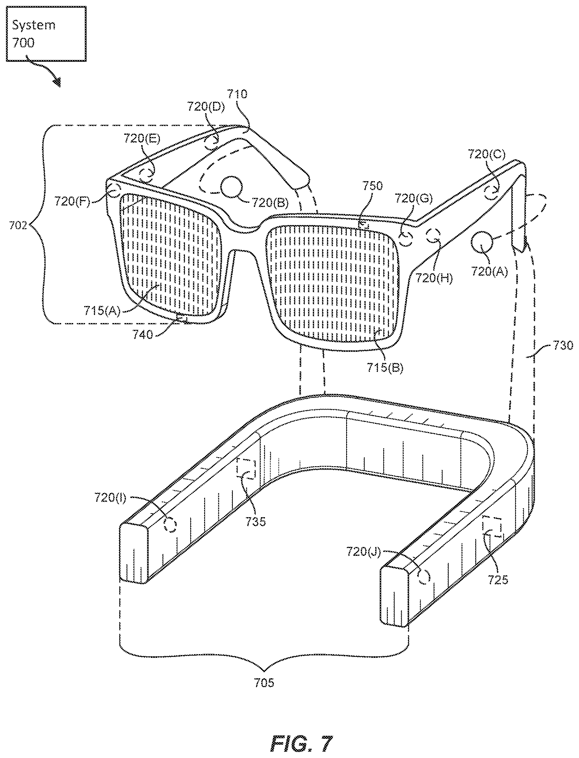 Patent US12614832 Figure 7 – Transparent antenna system for reducing visual artifacts
