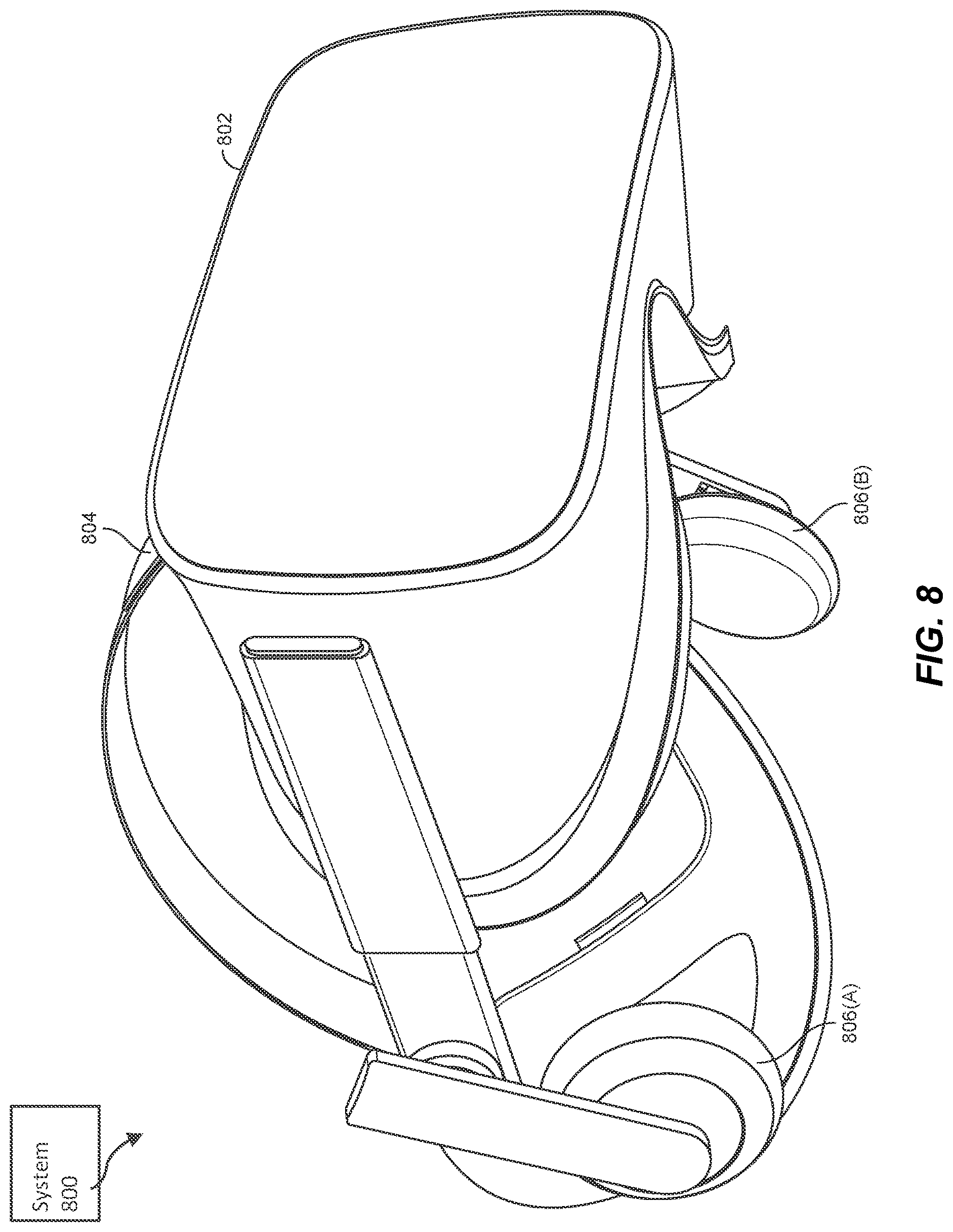 Patent US12614832 Figure 8 – Transparent antenna system for reducing visual artifacts