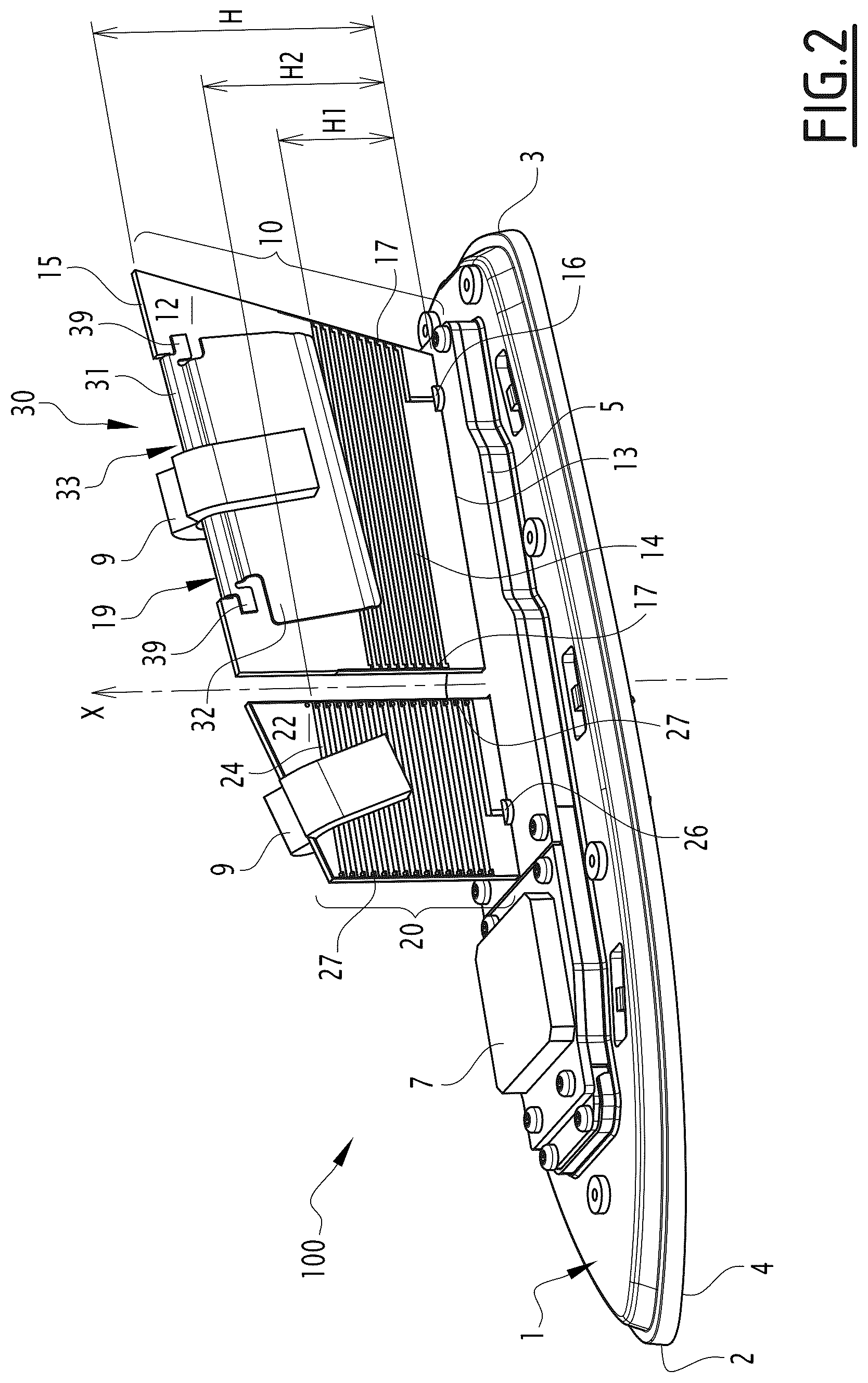 Patent US12614840 Figure 2 – Antenna for motor vehicles, and motor vehicle comprising such an antenna