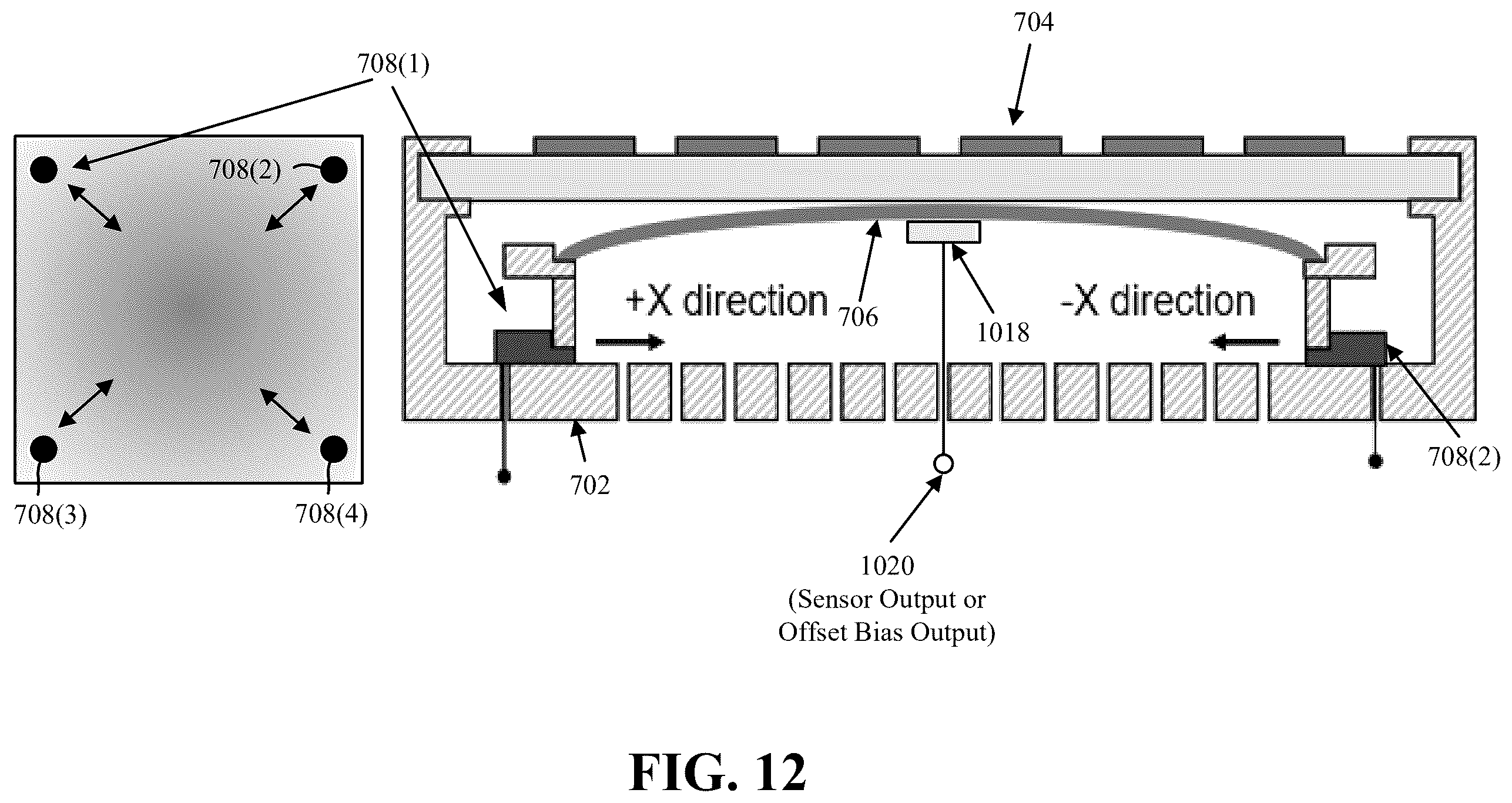 Patent US12614846 Figure 12 – Beam shaping in reflective metasurface utilizing mechanical linear actuators with temperature compensation
