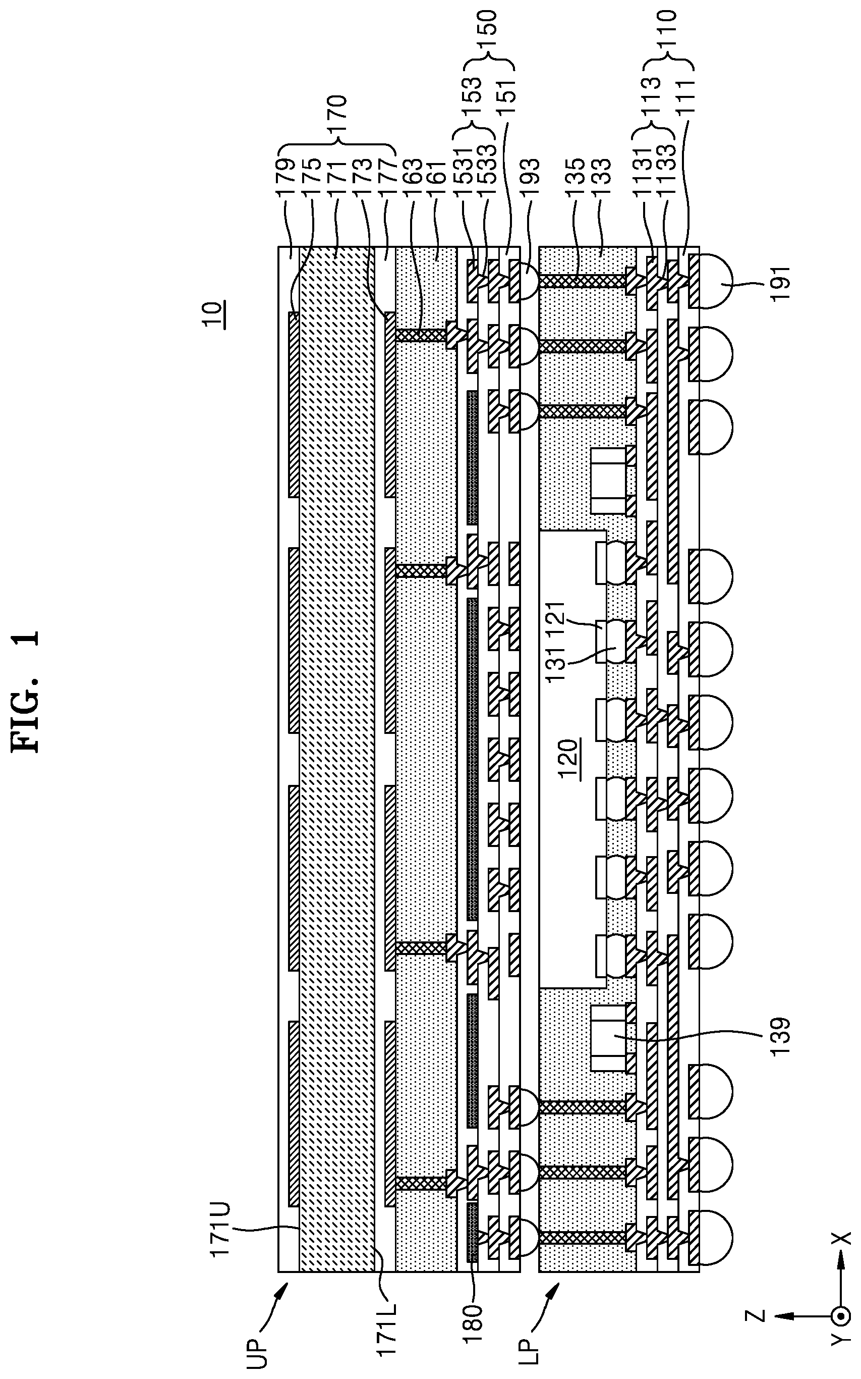 Patent US12614850 Figure 1 – Semiconductor package including antenna and method of manufacturing the semiconductor package