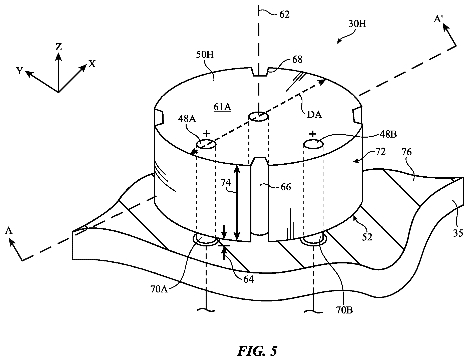 Patent US12614852 Figure 5 – Communication terminal with interwoven and free-standing antenna radiators