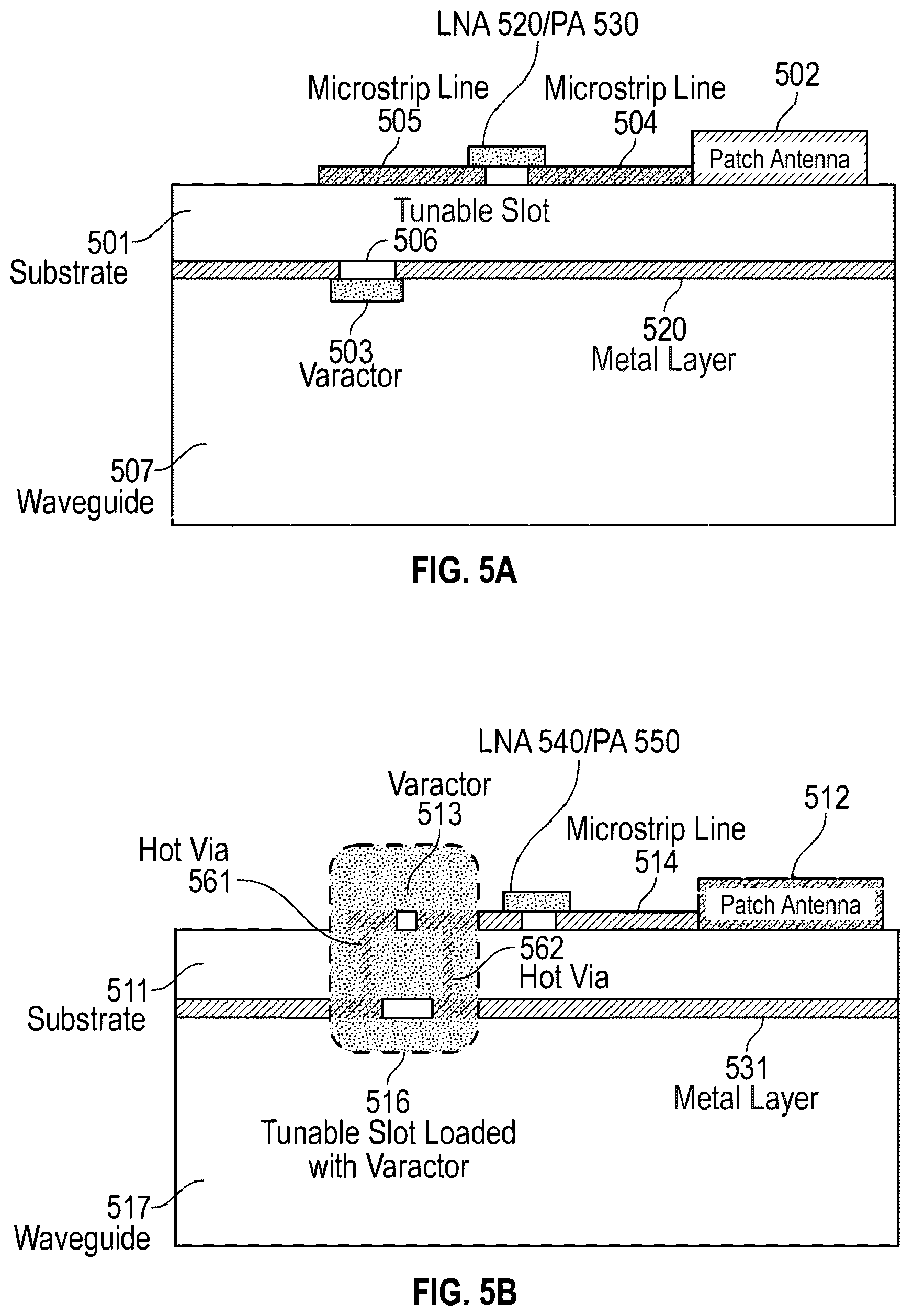 Patent US12614864 Figure 5 – Active metasurface architectures