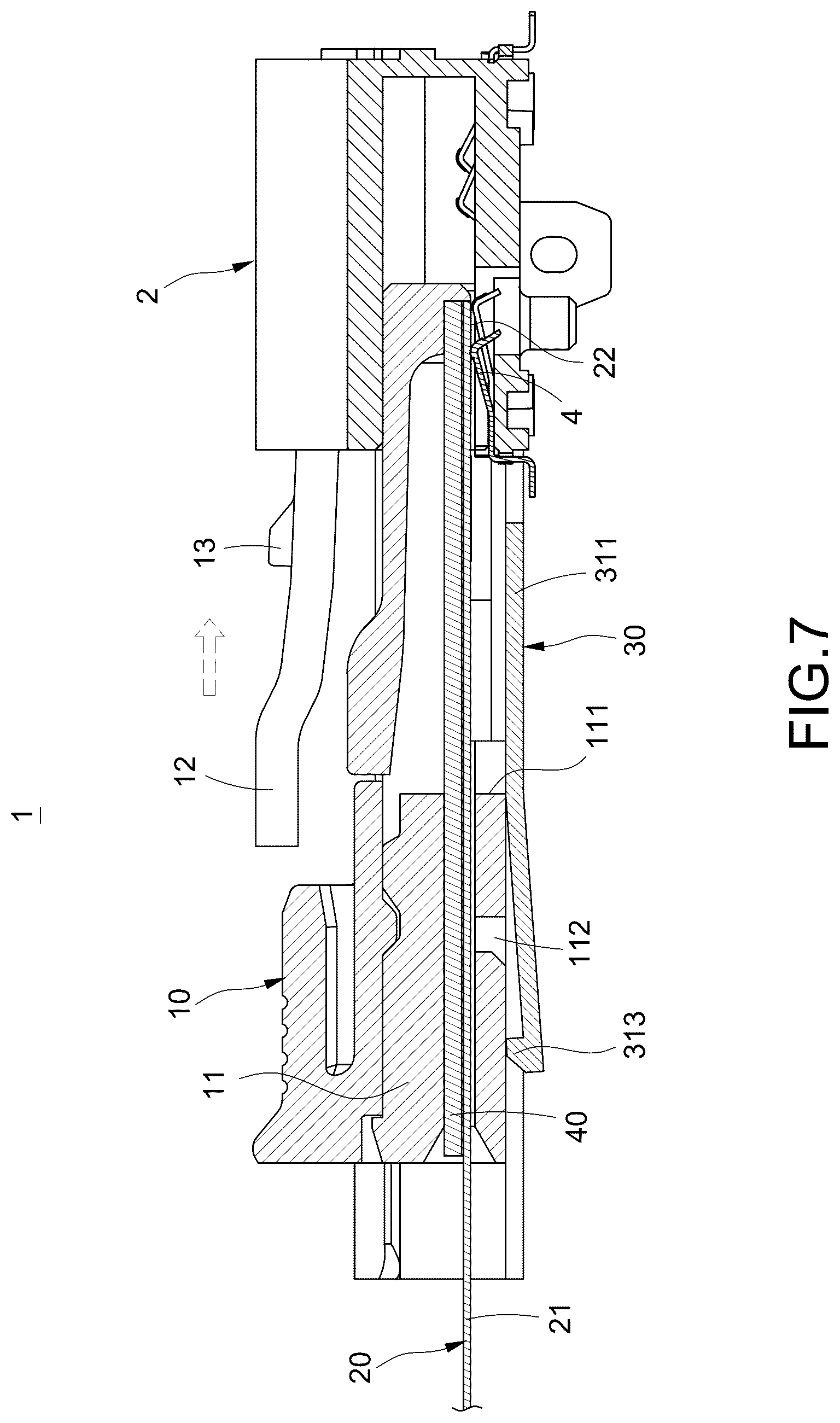 Patent US12614871 Figure 7 – Connection cable with detachable protection cover