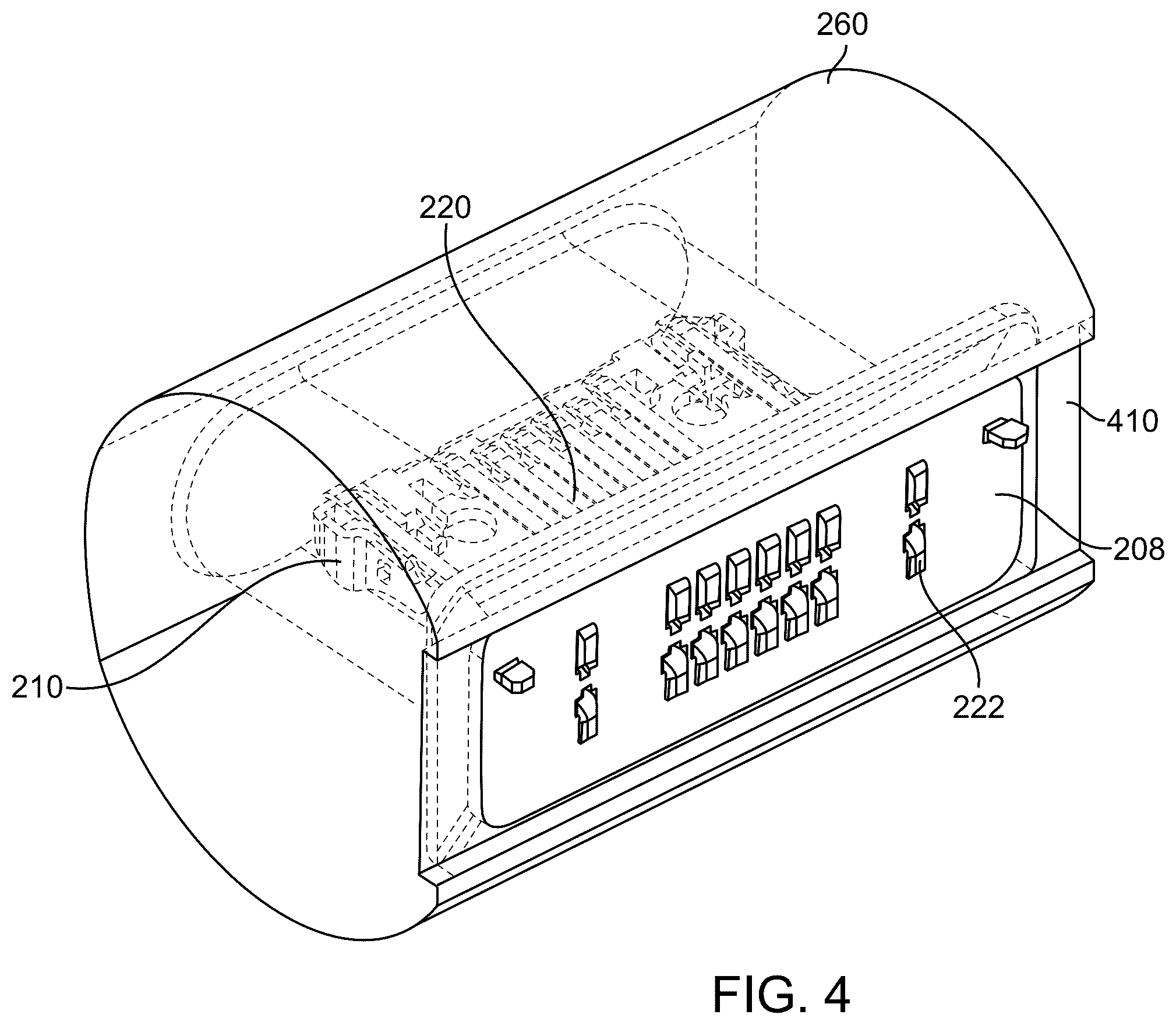 Patent US12614873 Figure 4 – Concealed shallow-depth receptacle