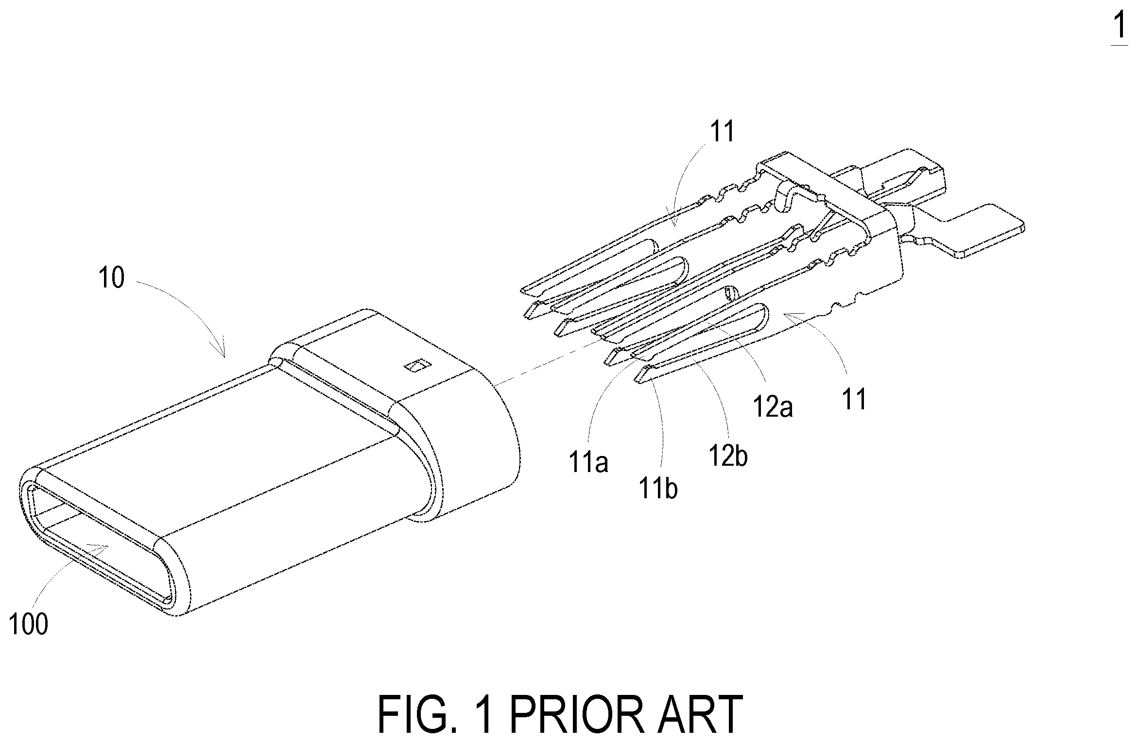 Patent US12614875 Figure 1 – Electrical connector having terminals with multiple contact portions