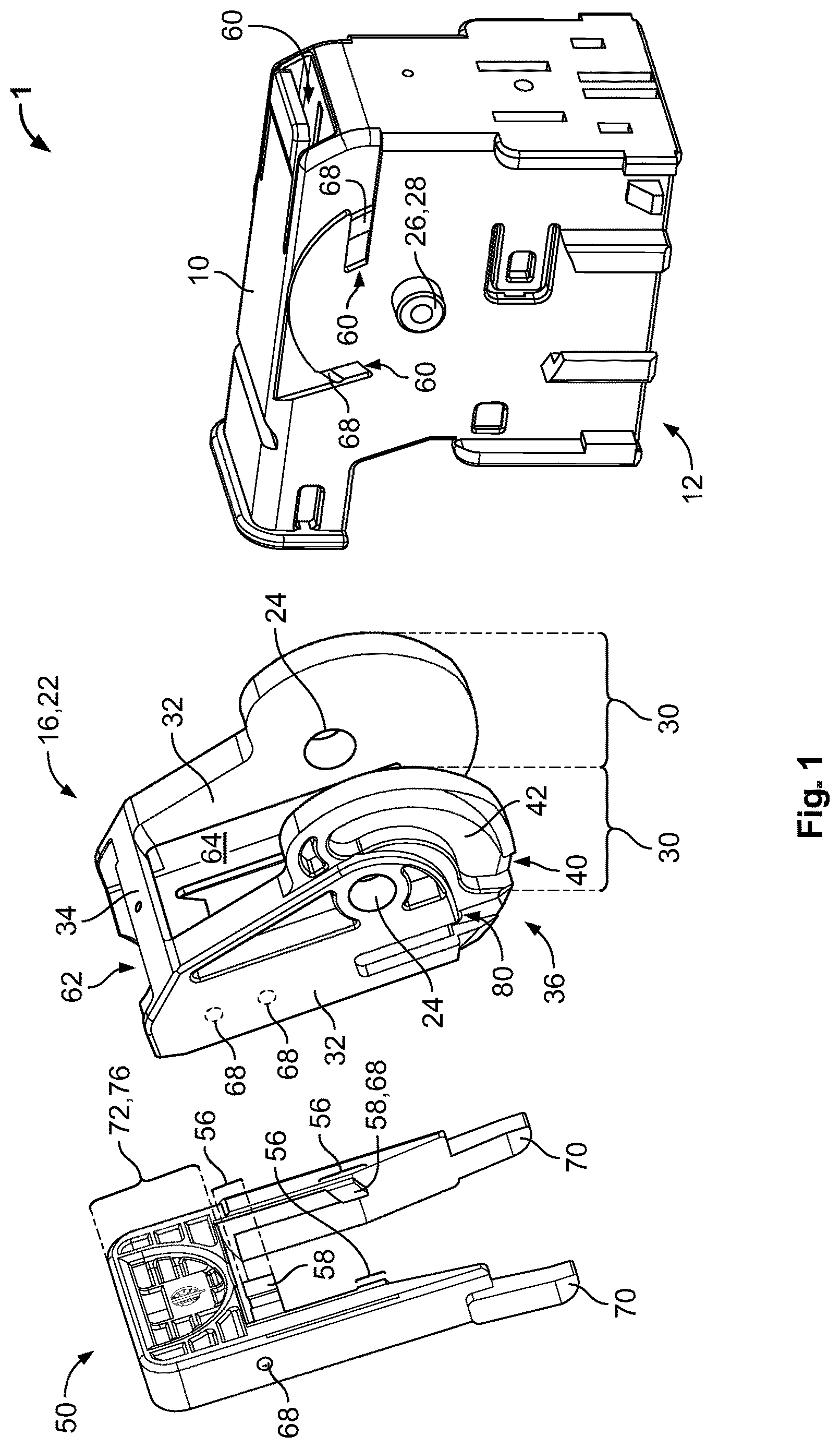 Patent US12614876 Figure 1 – Housing assembly for an electric connector with a mating aid as well as electric connector and connector assembly