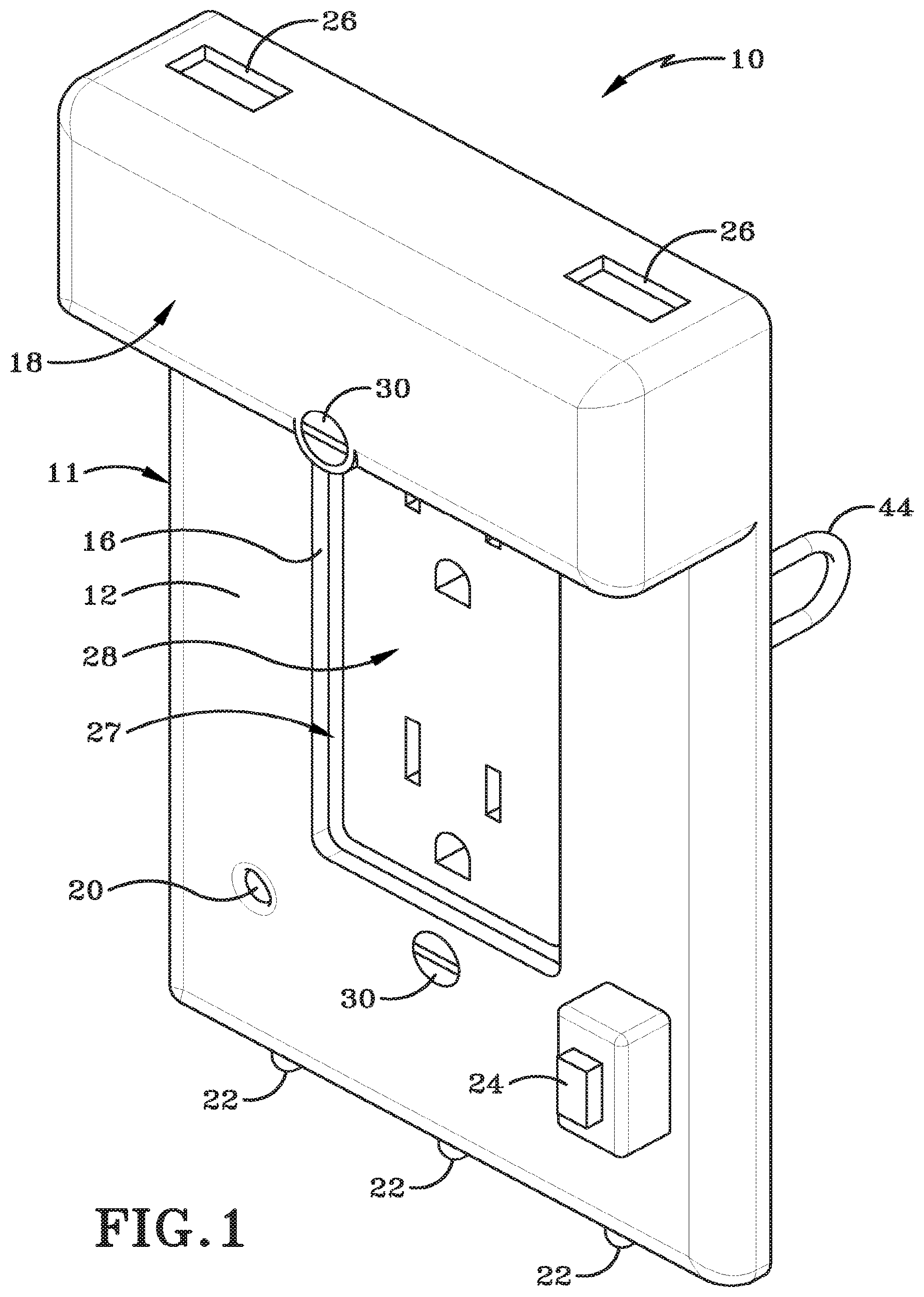 Patent US12614882 Figure 1 – Powered wall plate
