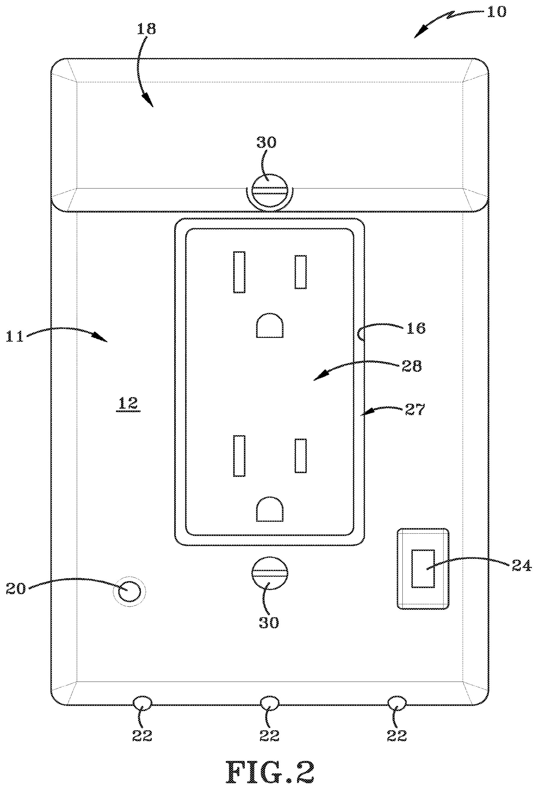 Patent US12614882 Figure 2 – Powered wall plate
