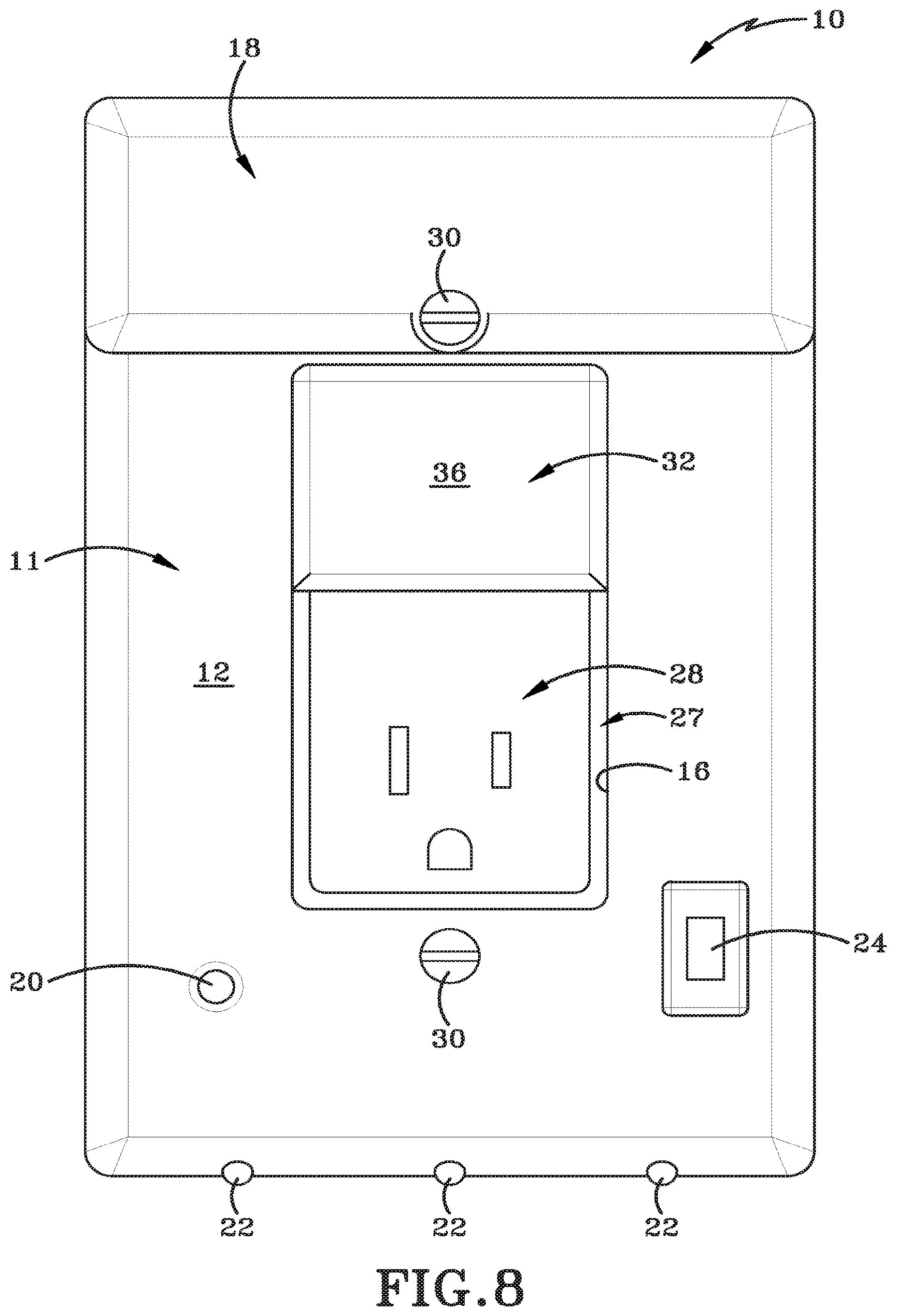 Patent US12614882 Figure 10 – Powered wall plate