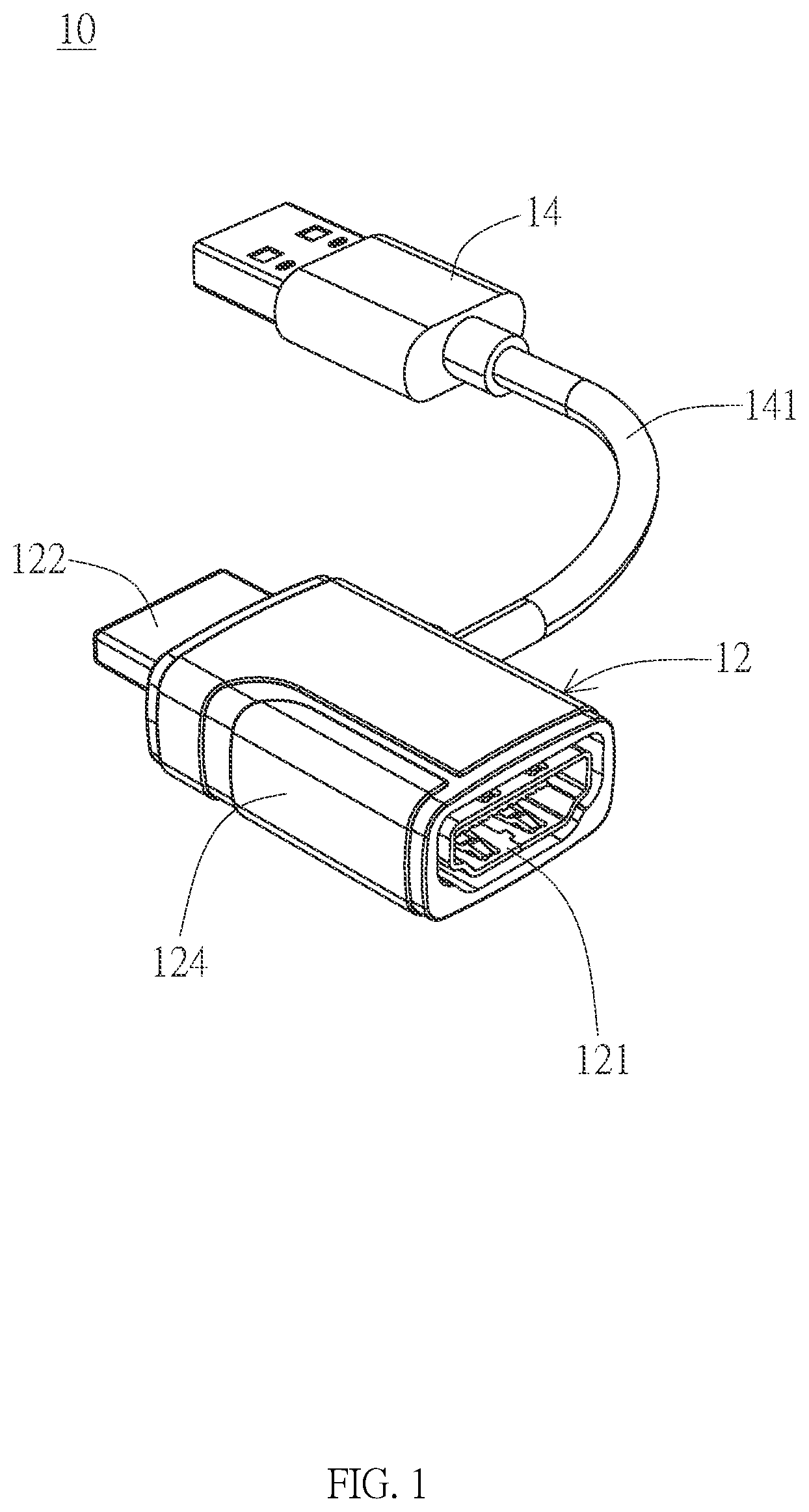 Patent US12614885 Figure 1 – Power inlet adapter and signal transmission line system thereof