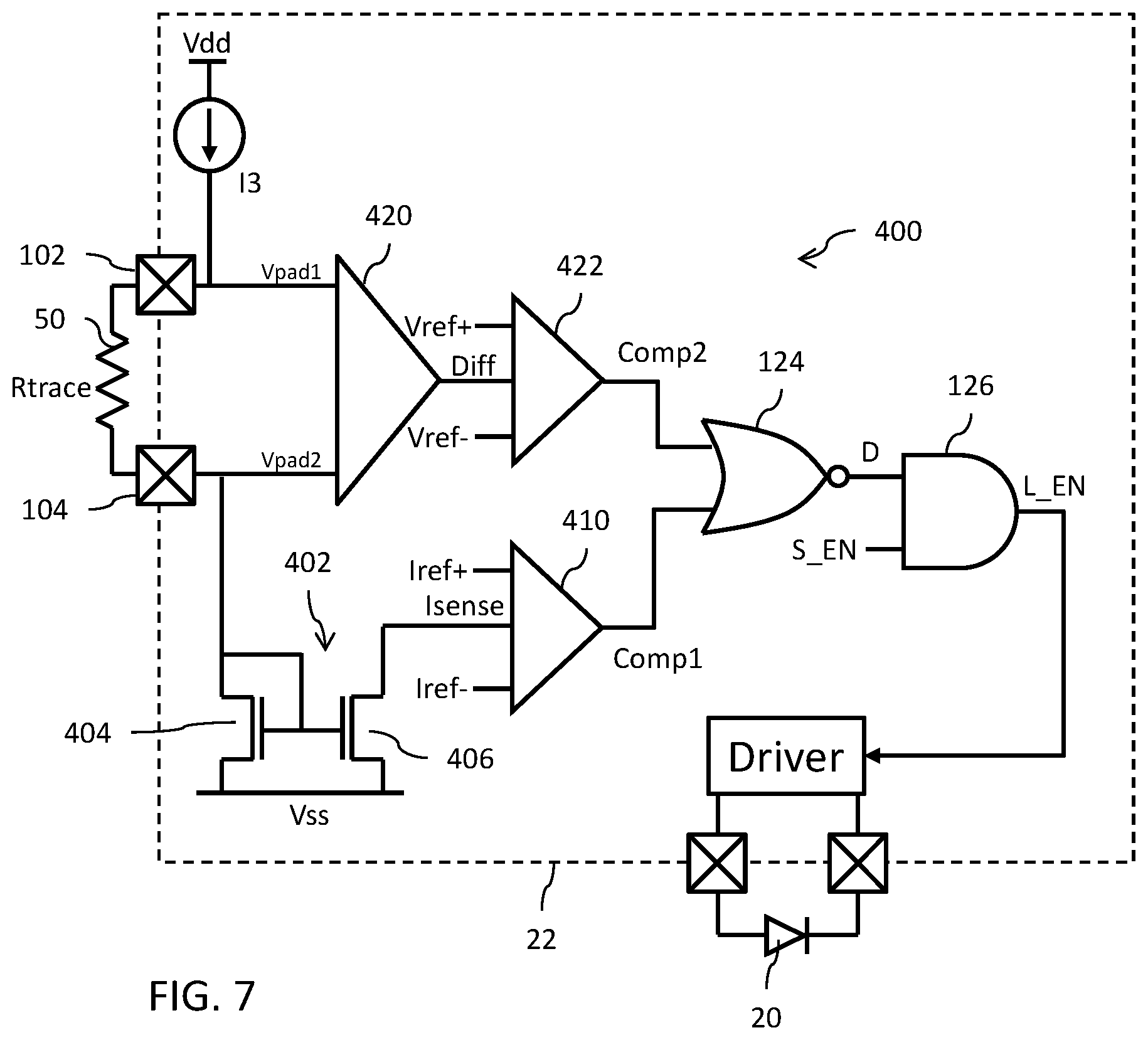 Patent US12614891 Figure 5 – Optical element displacement detection circuit