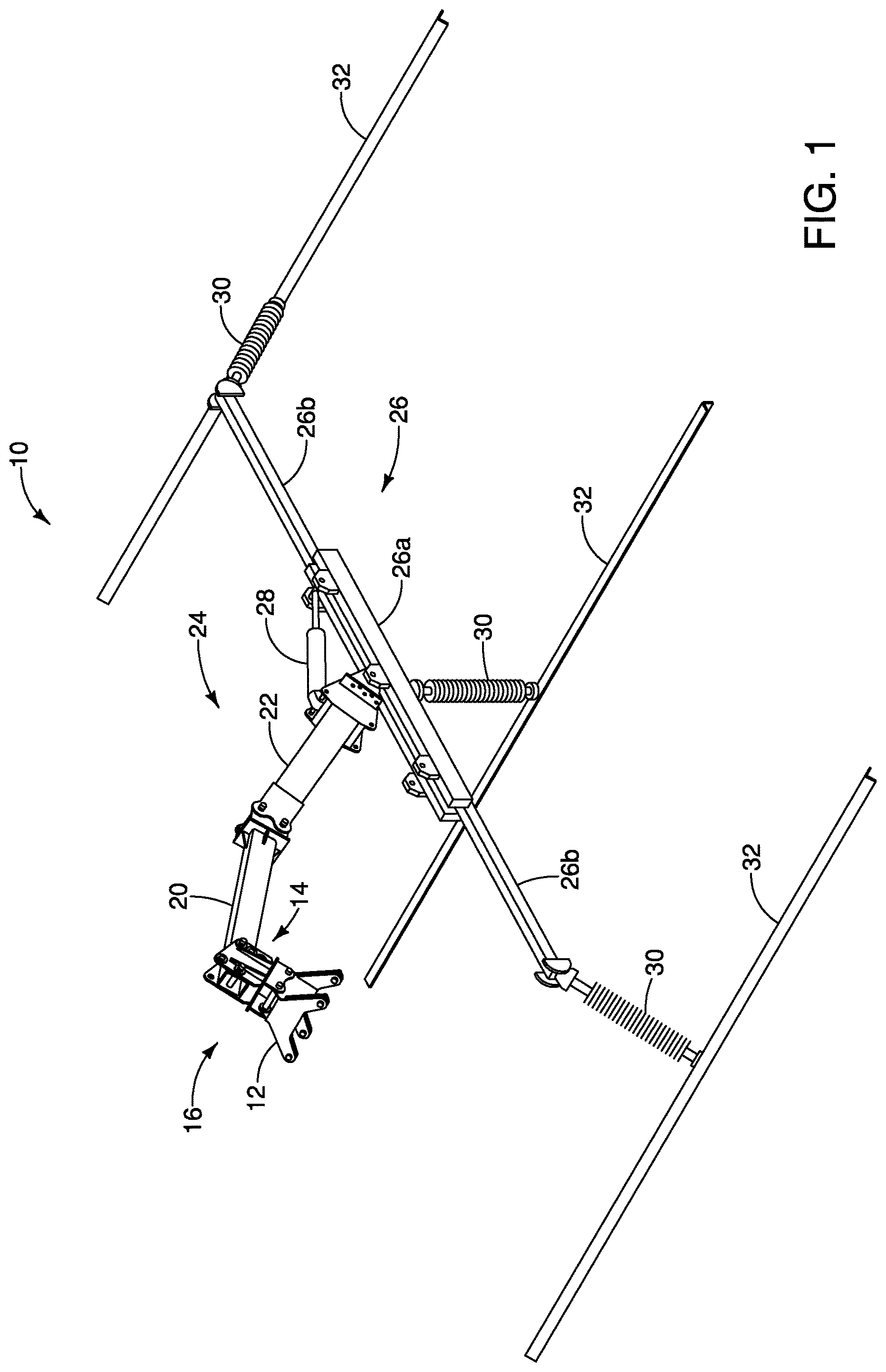 Patent US12614896 Figure 1 – Mounting a robotic arm in an inverted position to suspend an electrical bypass