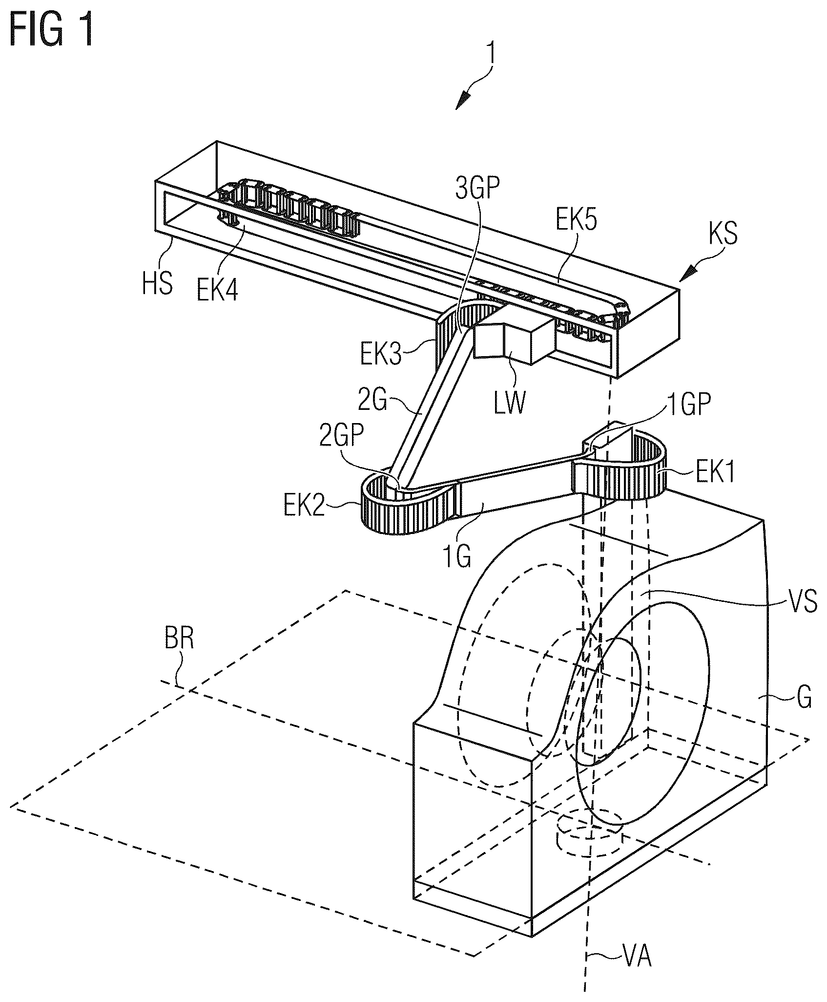 Patent US12614901 Figure 1 – Cable routing for a computed tomography system