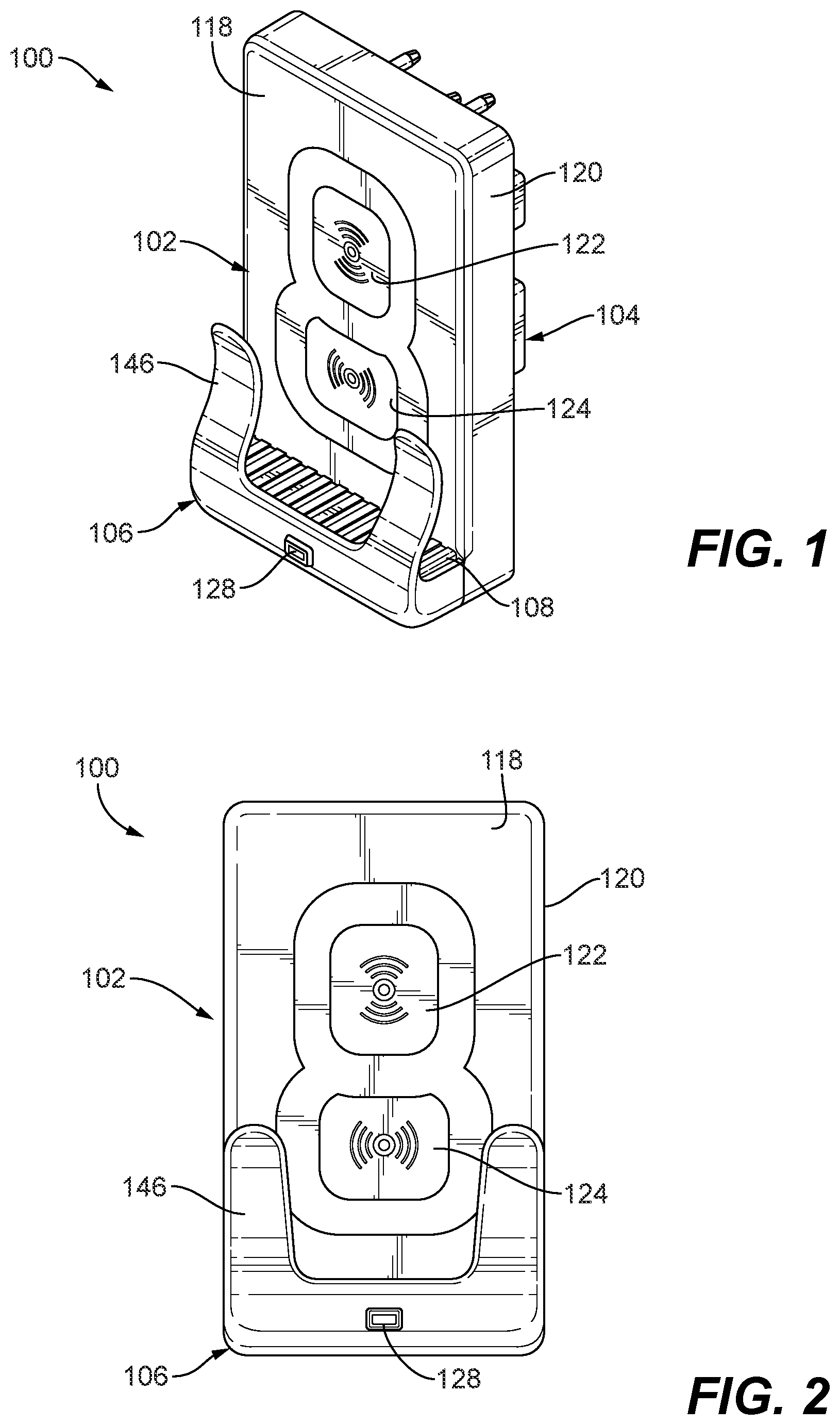 Patent US12614925 Figure 1 – Receptacle inductive charging devices