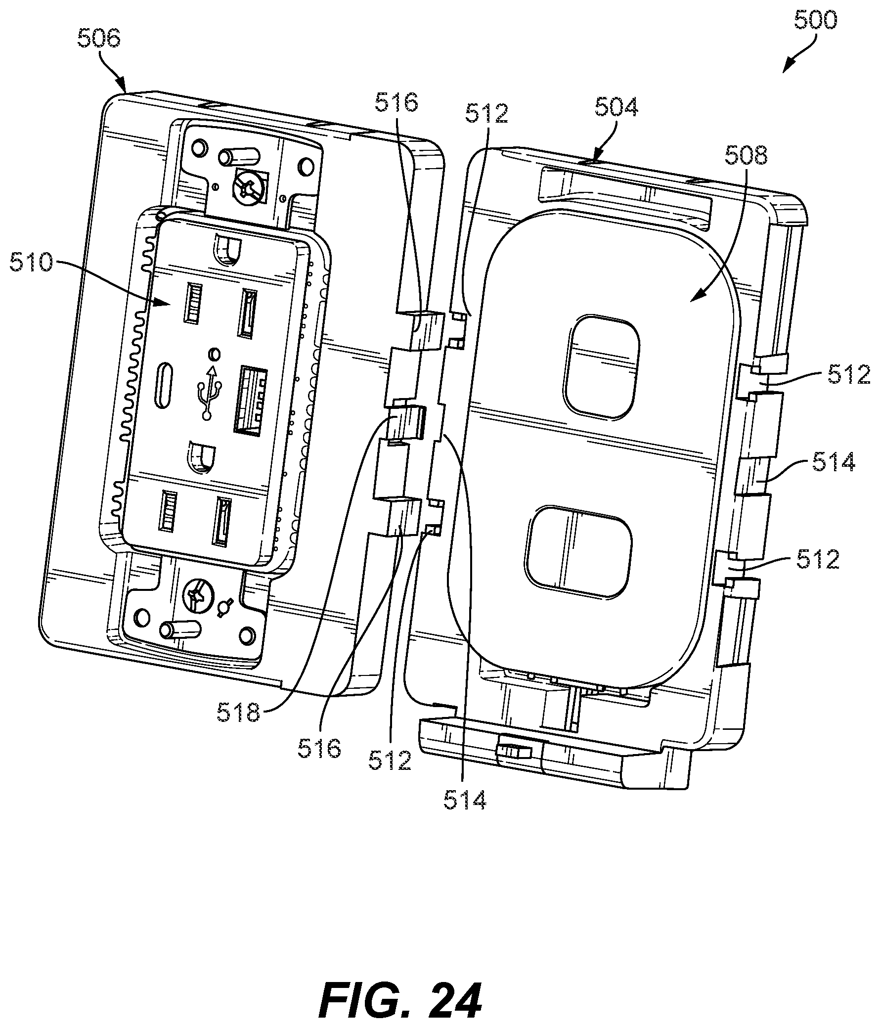 Patent US12614925 Figure 13 – Receptacle inductive charging devices