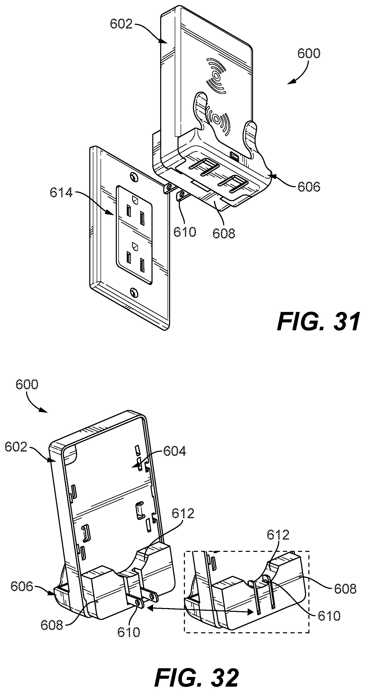Patent US12614925 Figure 17 – Receptacle inductive charging devices