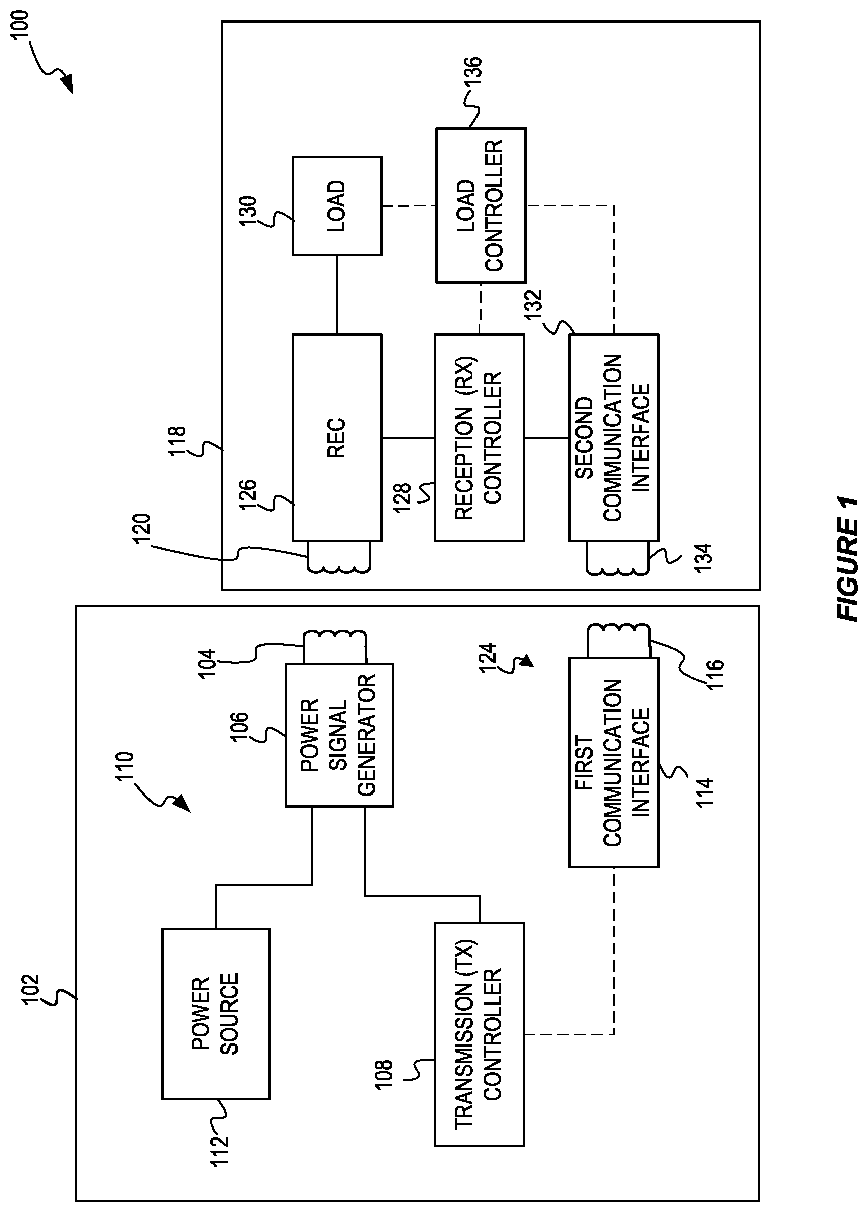 Patent US12614930 Figure 1 – Dynamic control of wireless power for a variable load