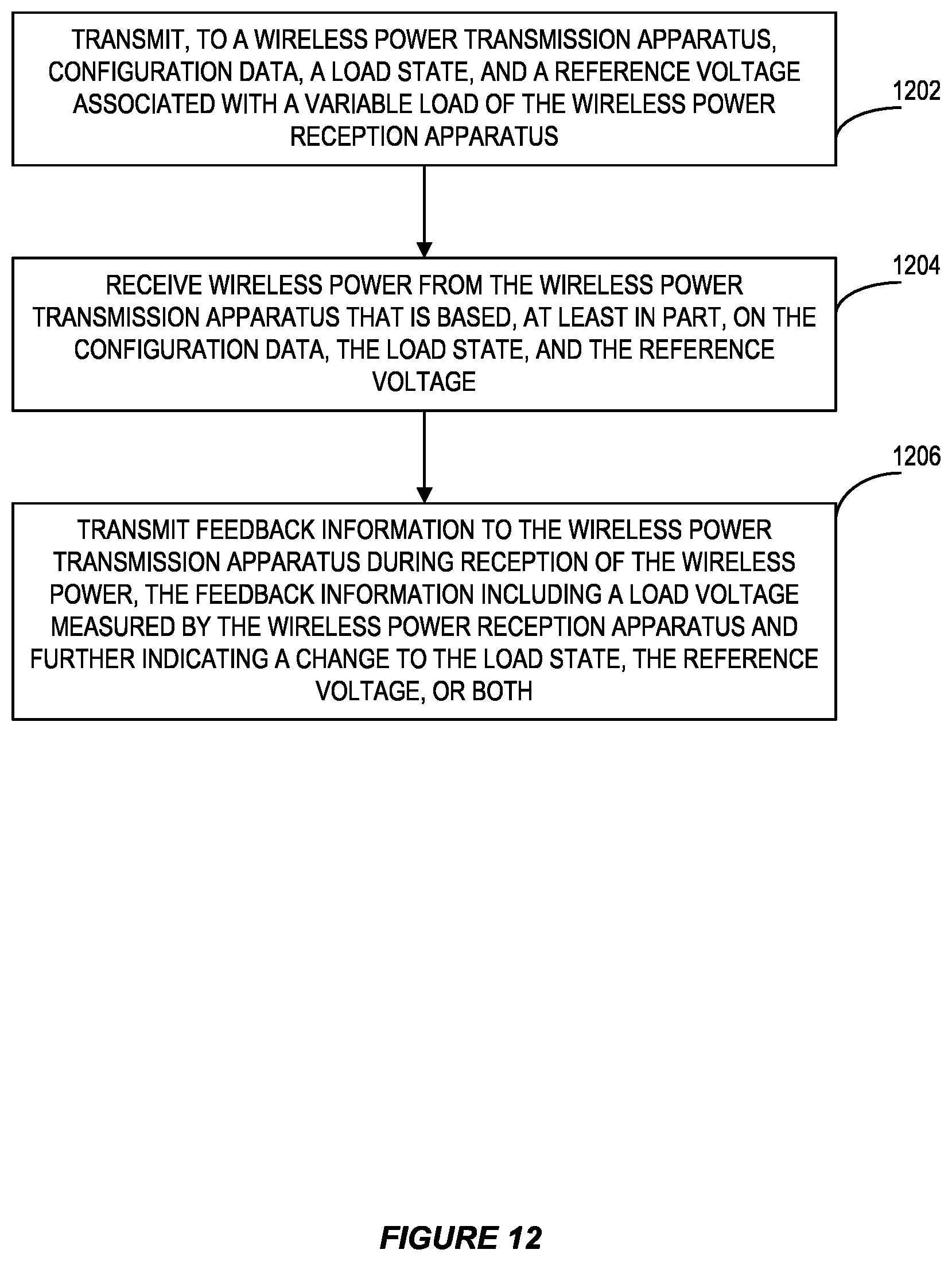 Patent US12614930 Figure 12 – Dynamic control of wireless power for a variable load
