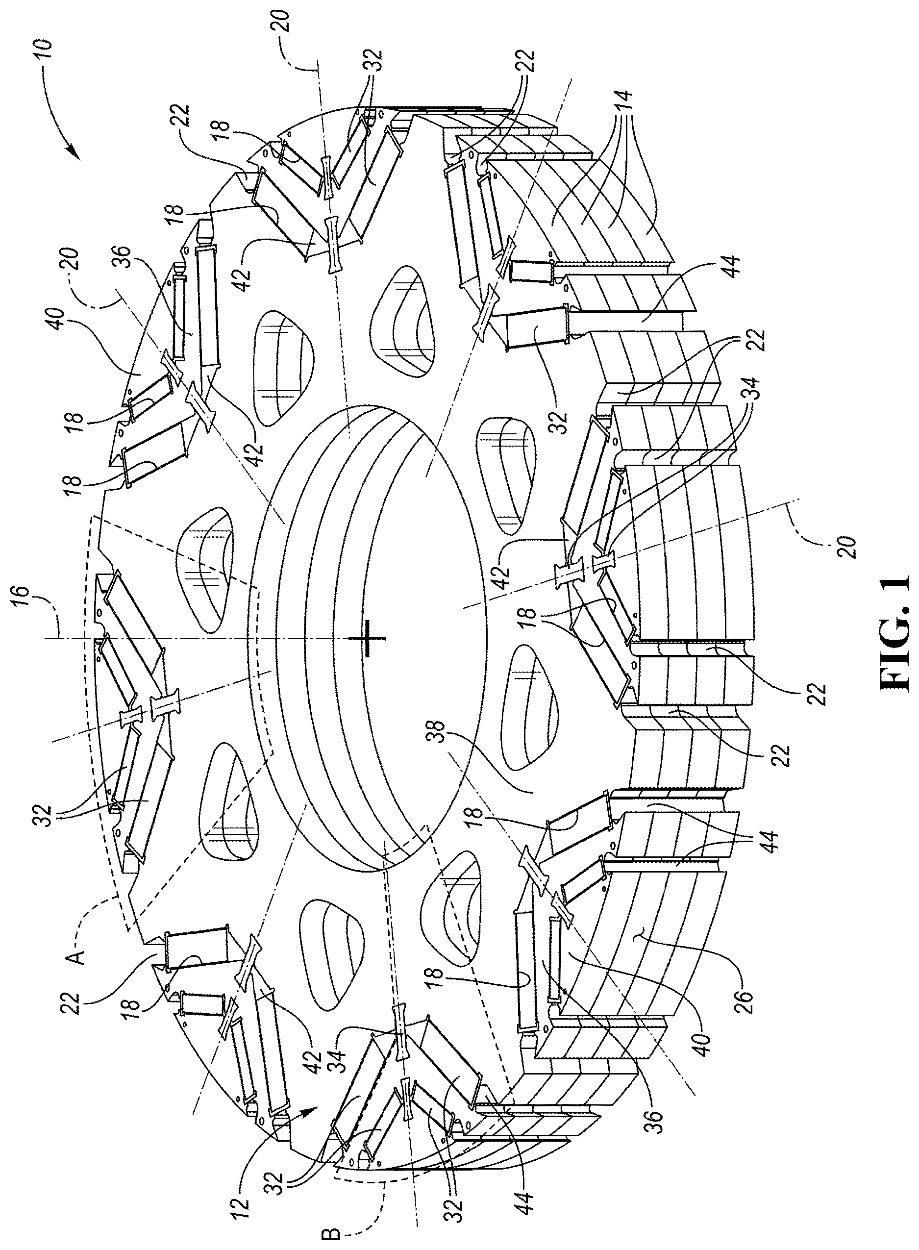 Patent US12614935 Figure 1 – Electric machine rotor