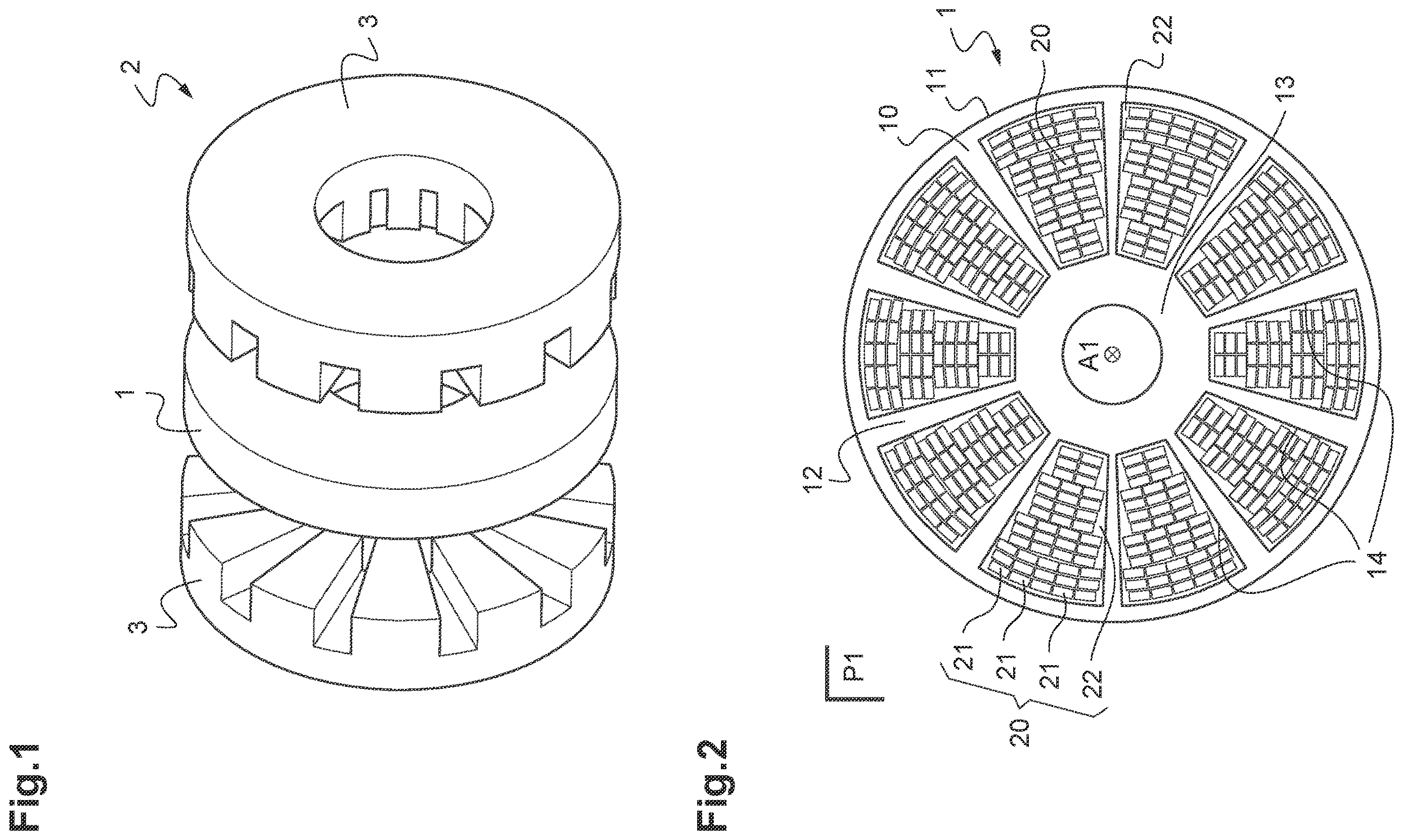 Patent US12614937 Figure 1 – Element with magnetic poles for the rotor of an axial flux electric machine