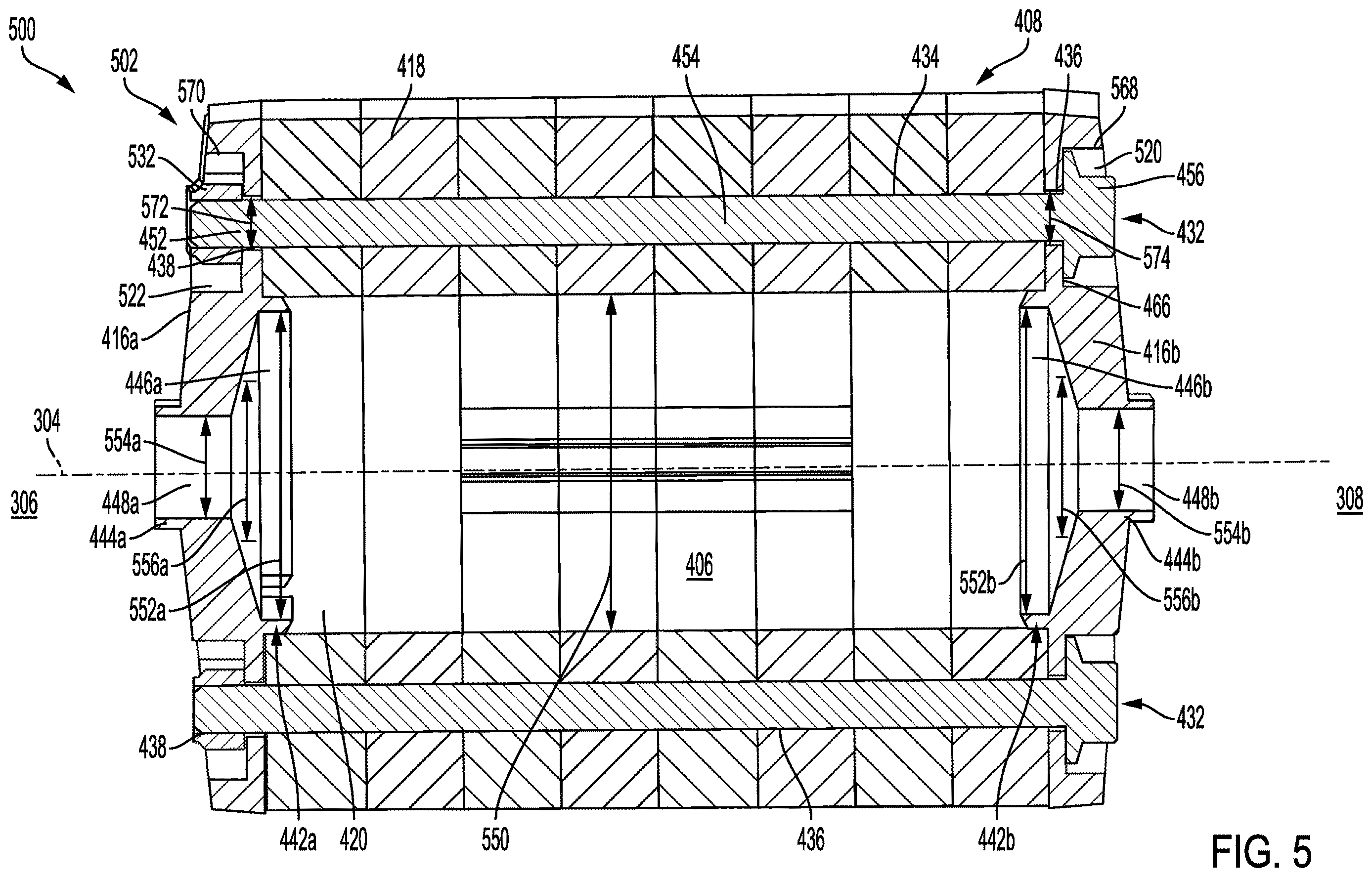 Patent US12614938 Figure 5 – Shaftless rotor assembly