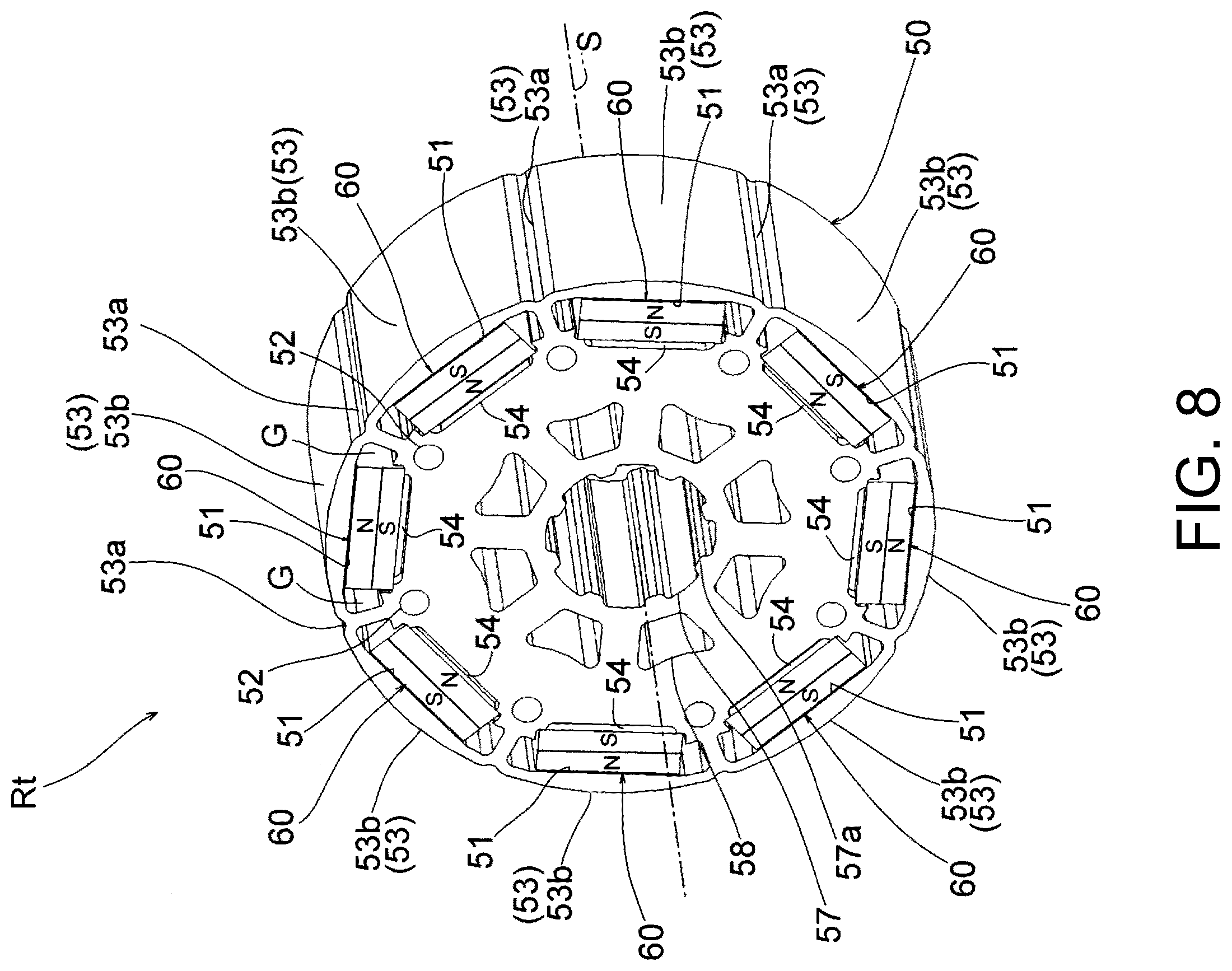 Patent US12614939 Figure 8 – Permanent magnet embedded motor and pump device