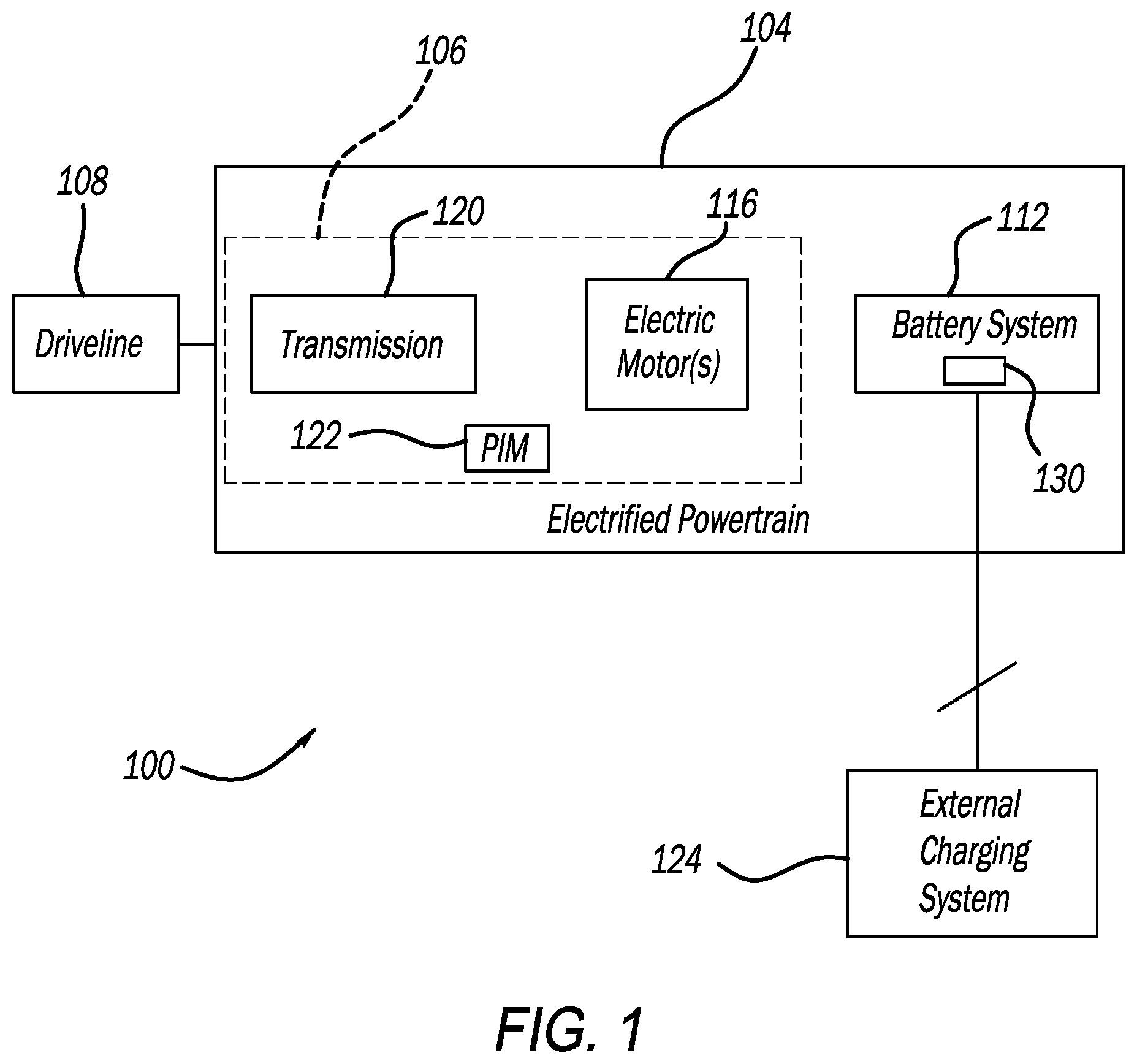 Patent US12614950 Figure 1 – Electrical drive module having mechanically coupled ring gear and clutch basket