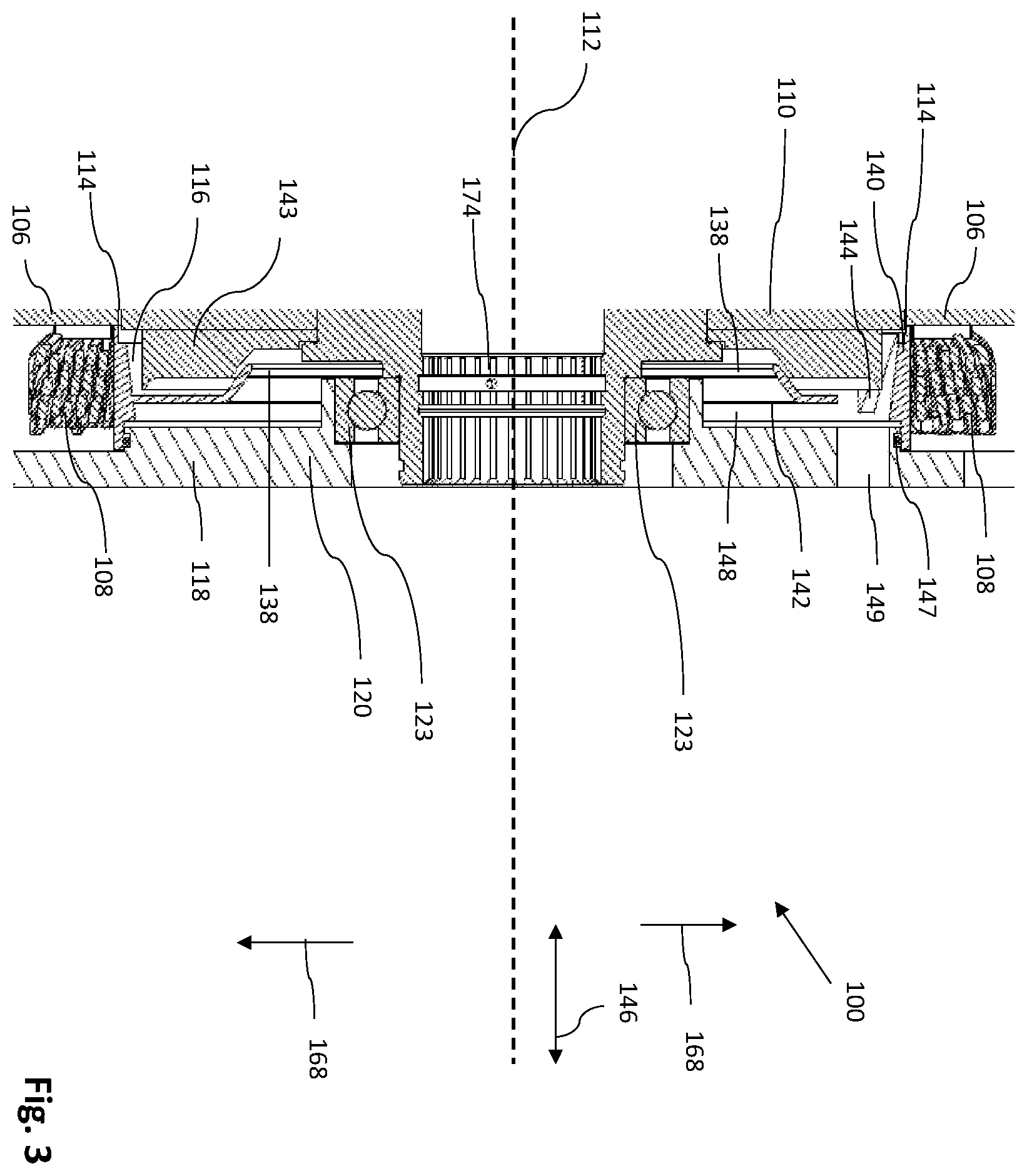 Patent US12614952 Figure 3 – Electric rotating machine with means for draining cooling fluid from a rotor compartment