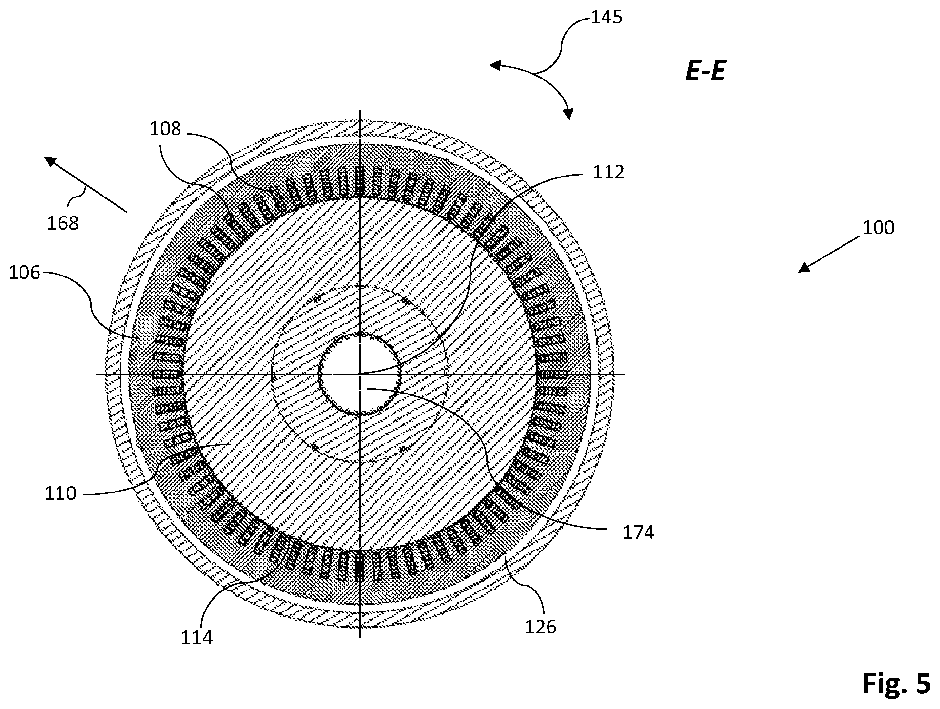 Patent US12614952 Figure 5 – Electric rotating machine with means for draining cooling fluid from a rotor compartment