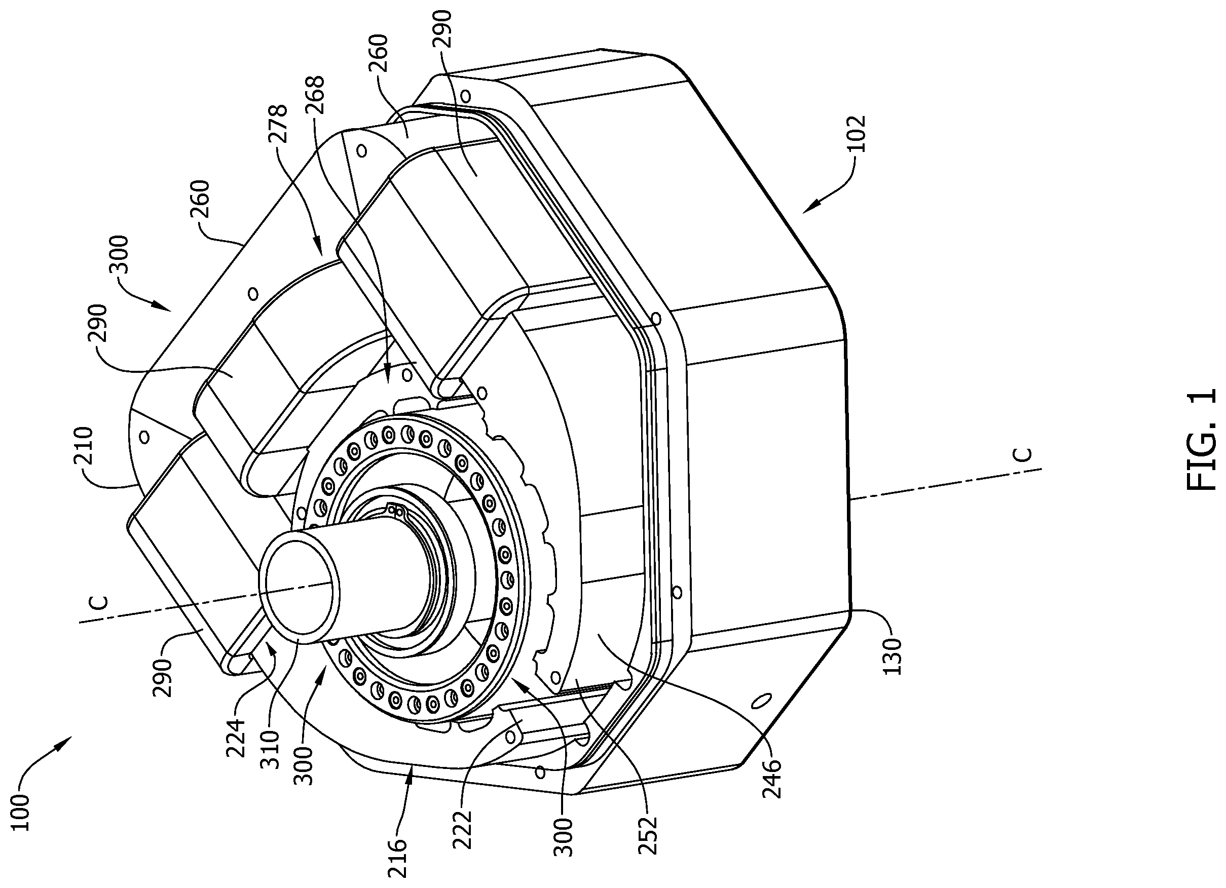 Patent US12614963 Figure 1 – Non-axisymmetric motor with integrated magnetic gearing