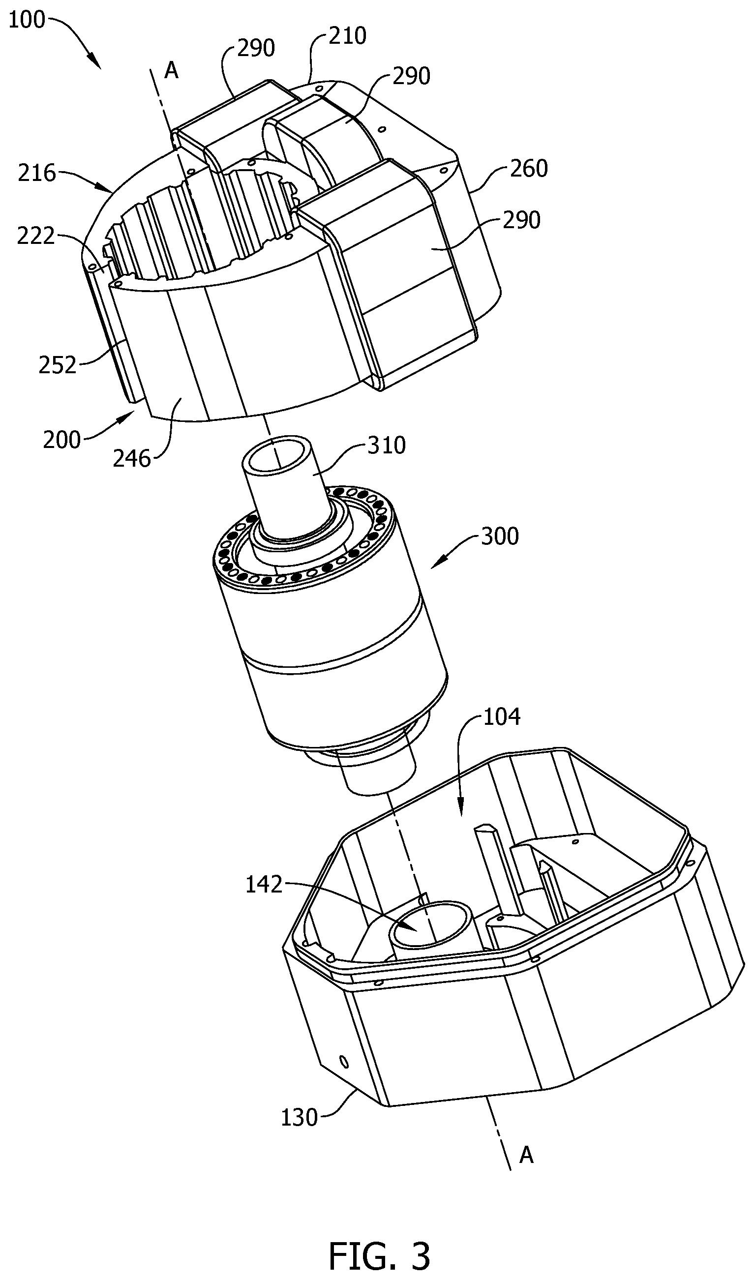 Patent US12614963 Figure 3 – Non-axisymmetric motor with integrated magnetic gearing