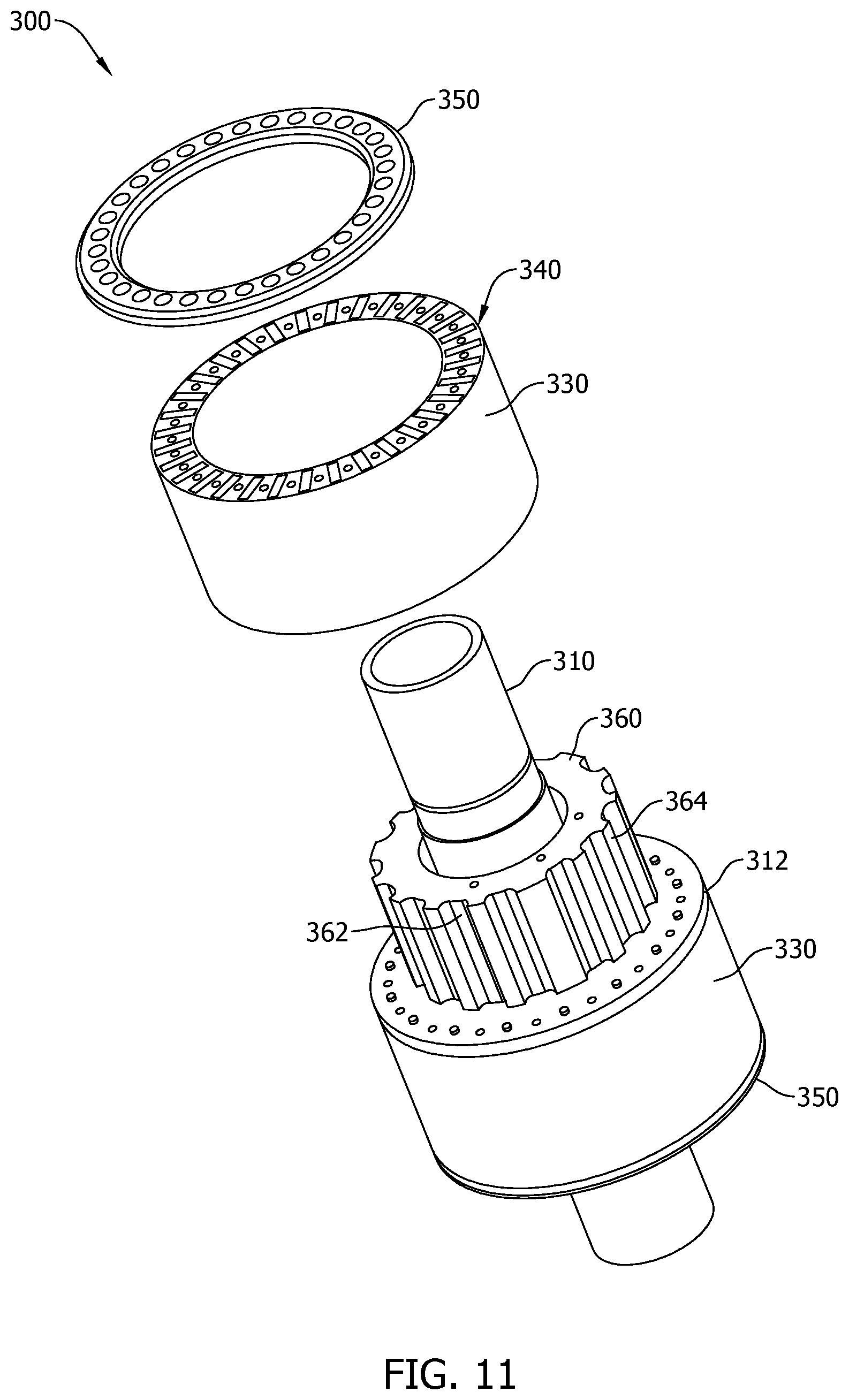 Patent US12614963 Figure 11 – Non-axisymmetric motor with integrated magnetic gearing