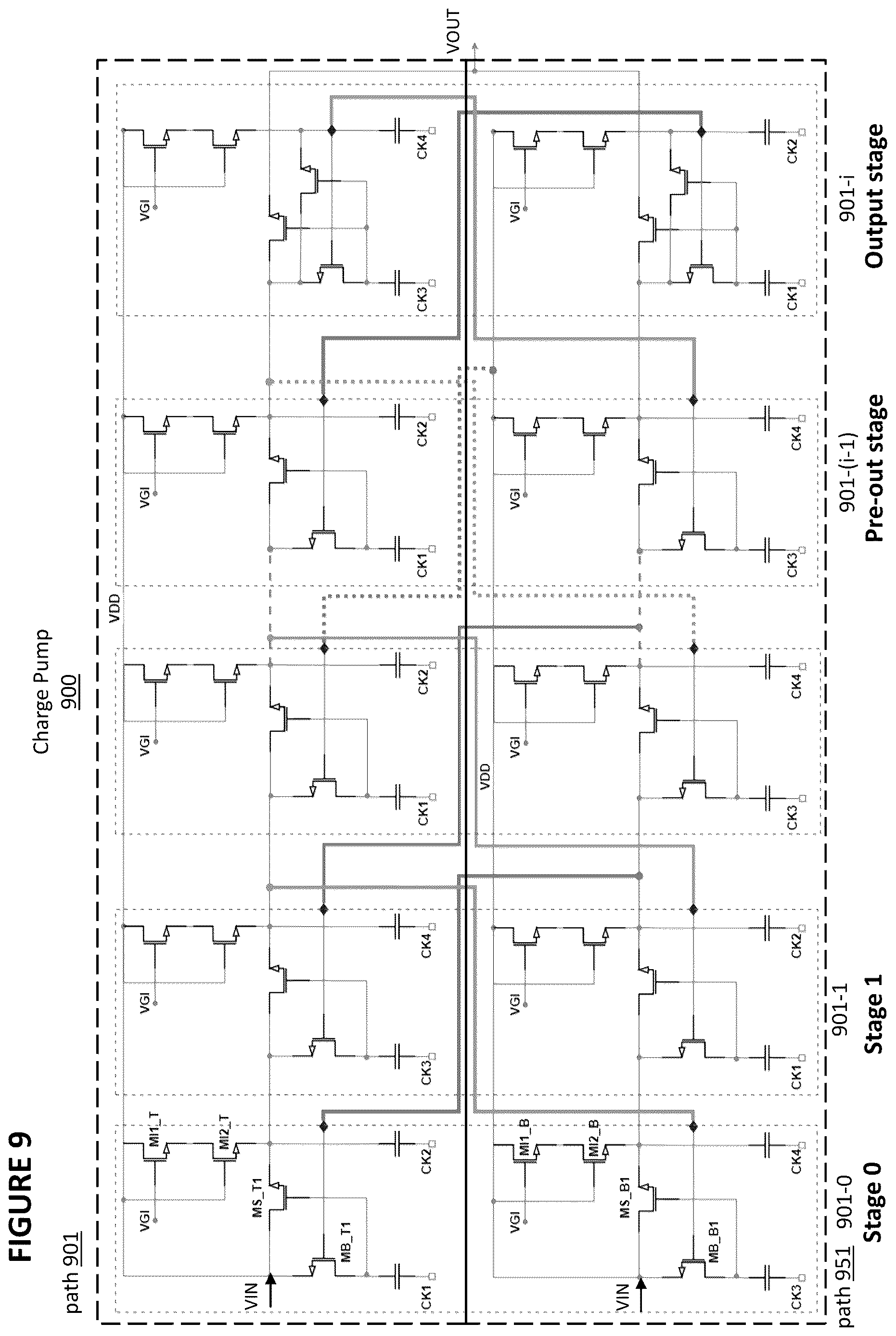 Patent US12614982 Figure 9 – Dual-path charge pump
