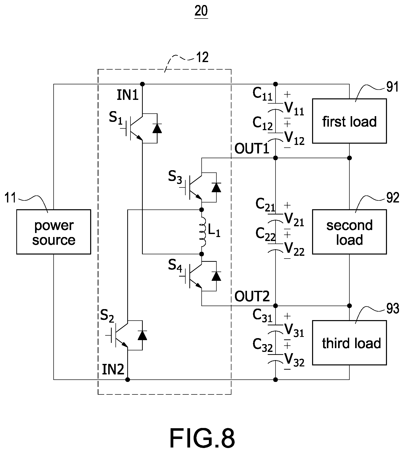Patent US12614983 Figure 8 – Power converter and power conversion method capable of balancing energy and hybrid power supply