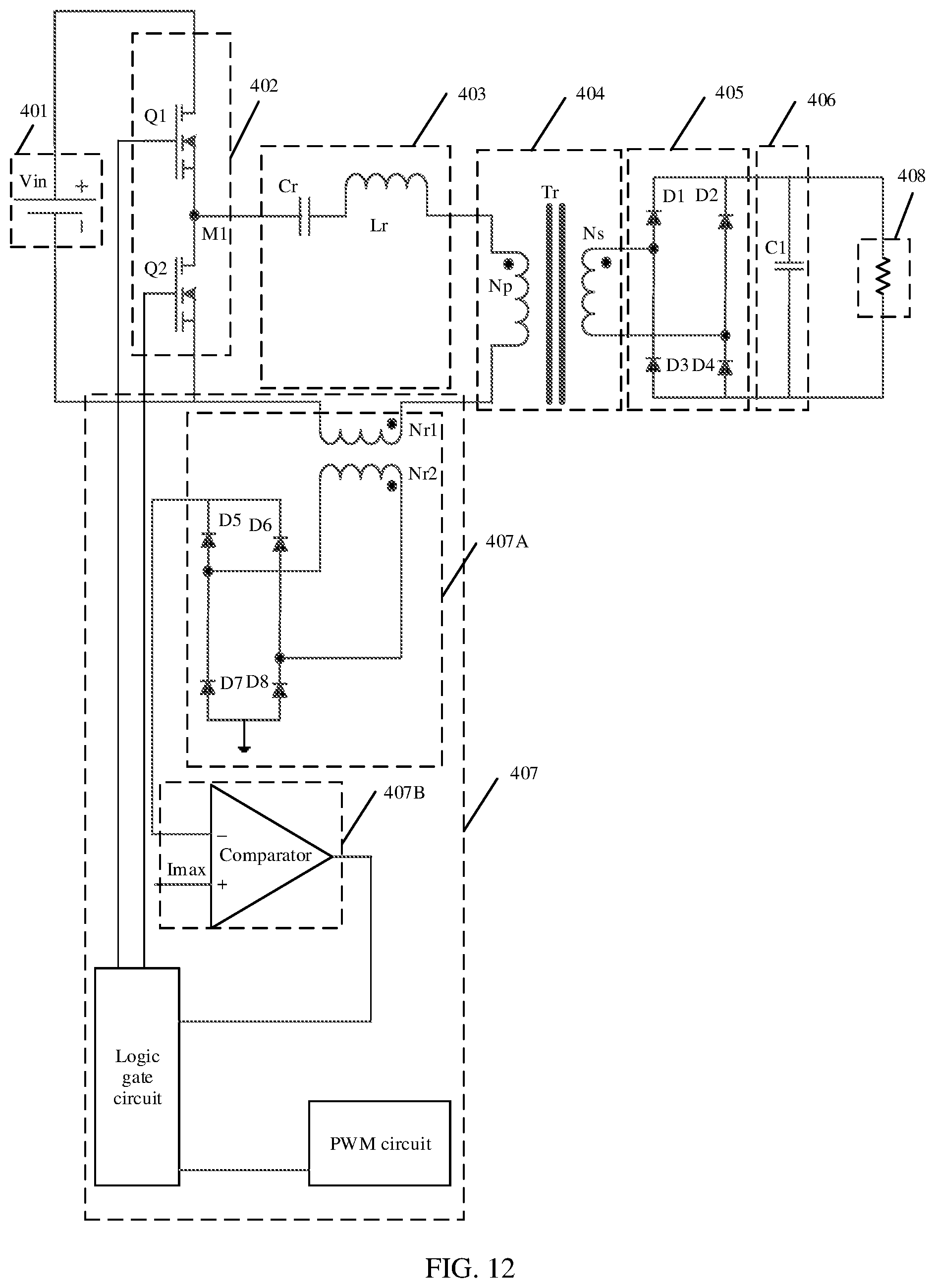 Patent US12614985 Figure 12 – LLC converter, control circuit, soft start method, apparatus, and chip