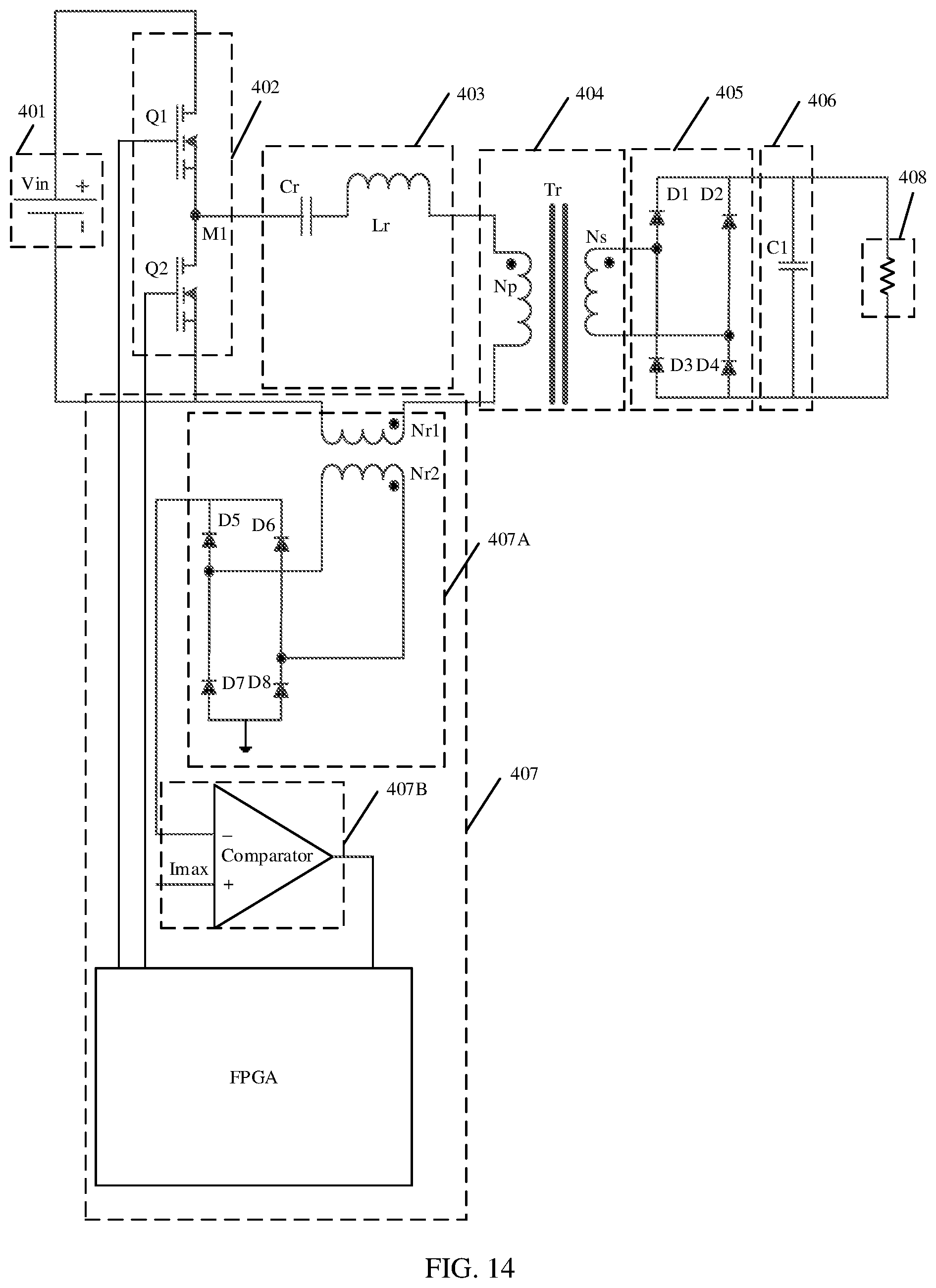 Patent US12614985 Figure 14 – LLC converter, control circuit, soft start method, apparatus, and chip