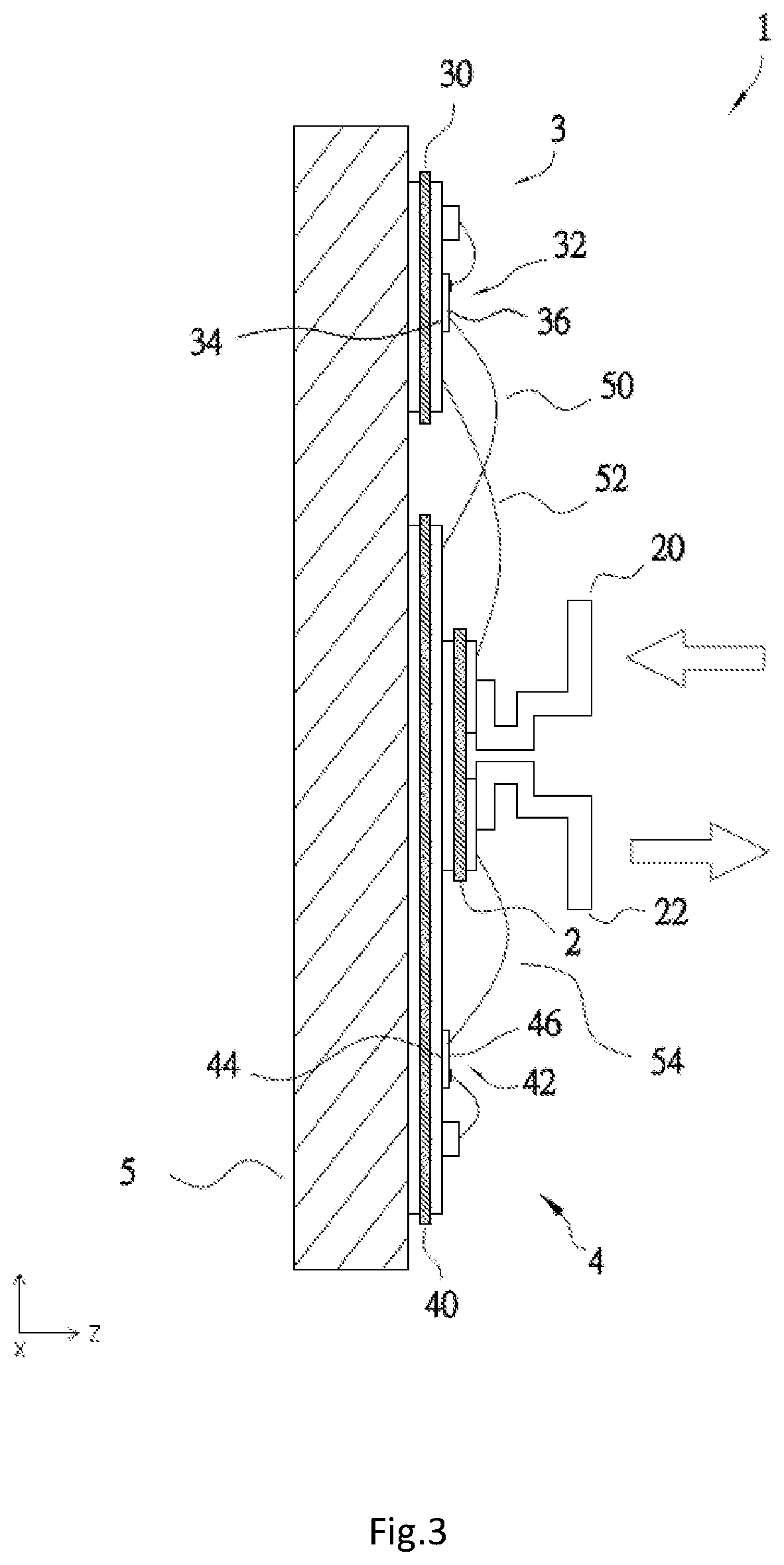 Patent US12614988 Figure 3 – Low parasitic inductance power module featuring staggered, interleaving conductive members