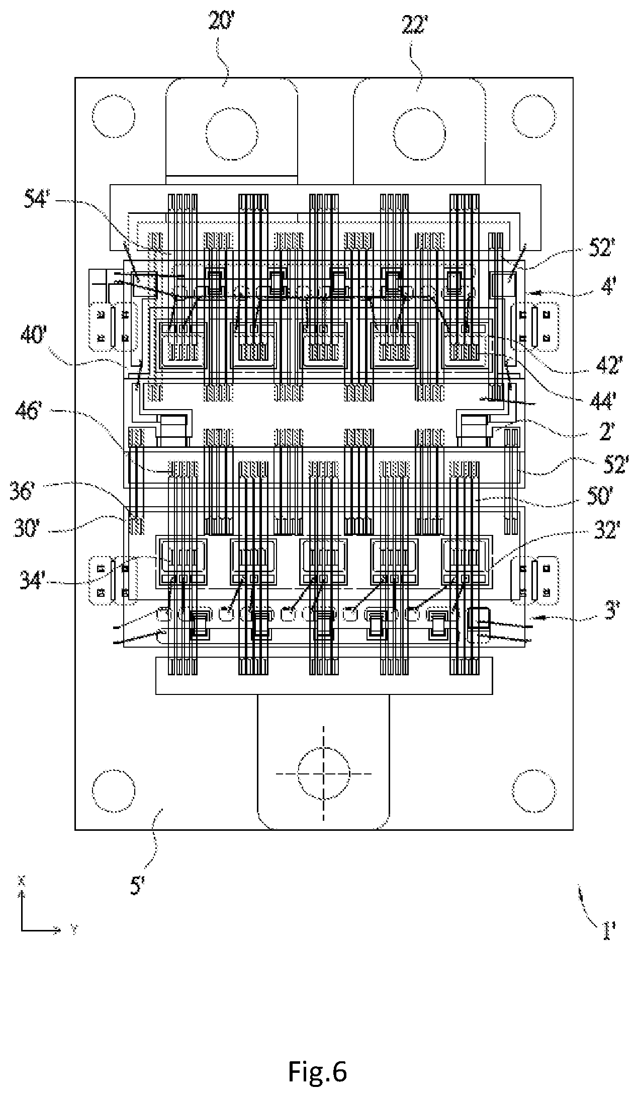 Patent US12614988 Figure 6 – Low parasitic inductance power module featuring staggered, interleaving conductive members
