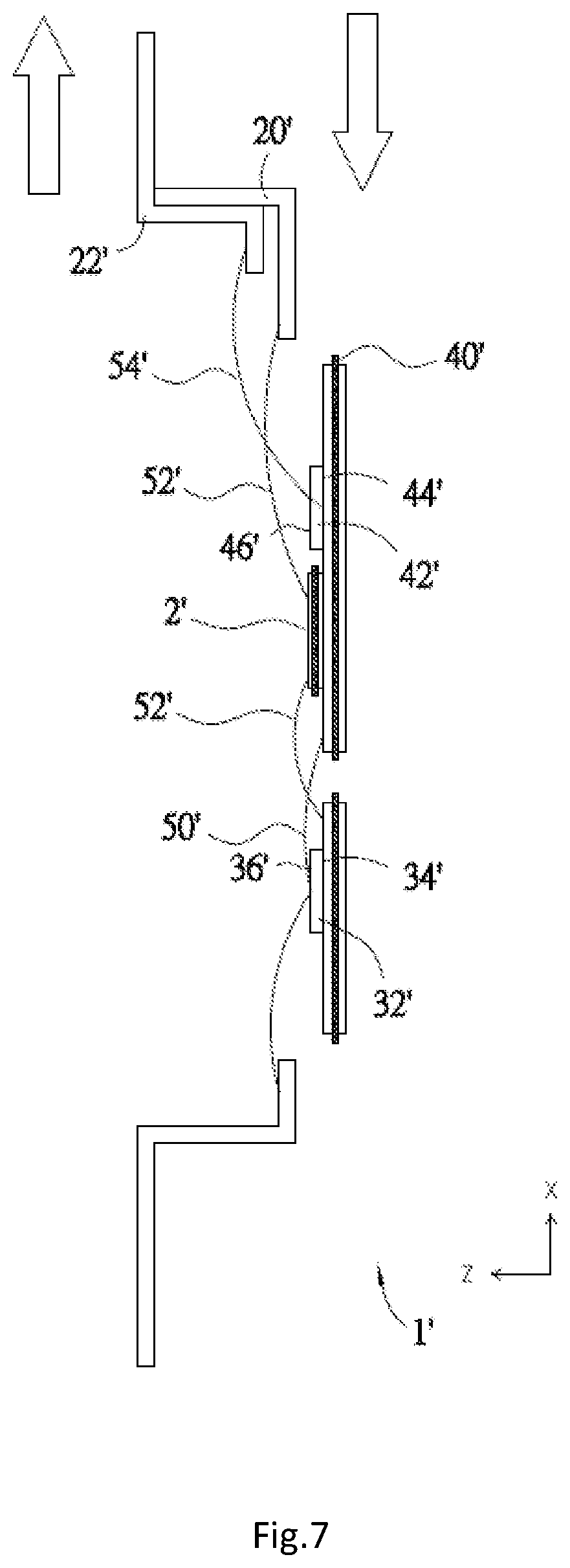 Patent US12614988 Figure 7 – Low parasitic inductance power module featuring staggered, interleaving conductive members
