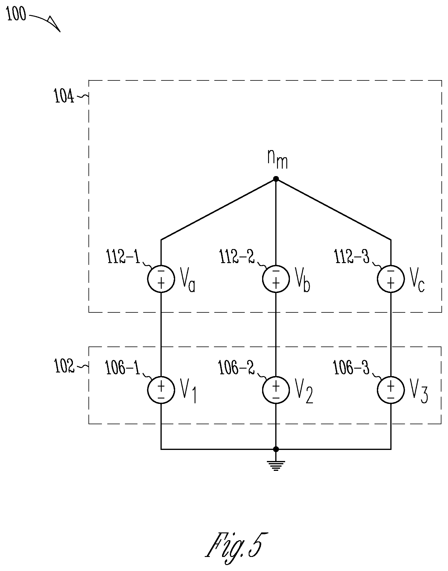 Patent US12614995 Figure 5 – Shared-leg voltage source inverter