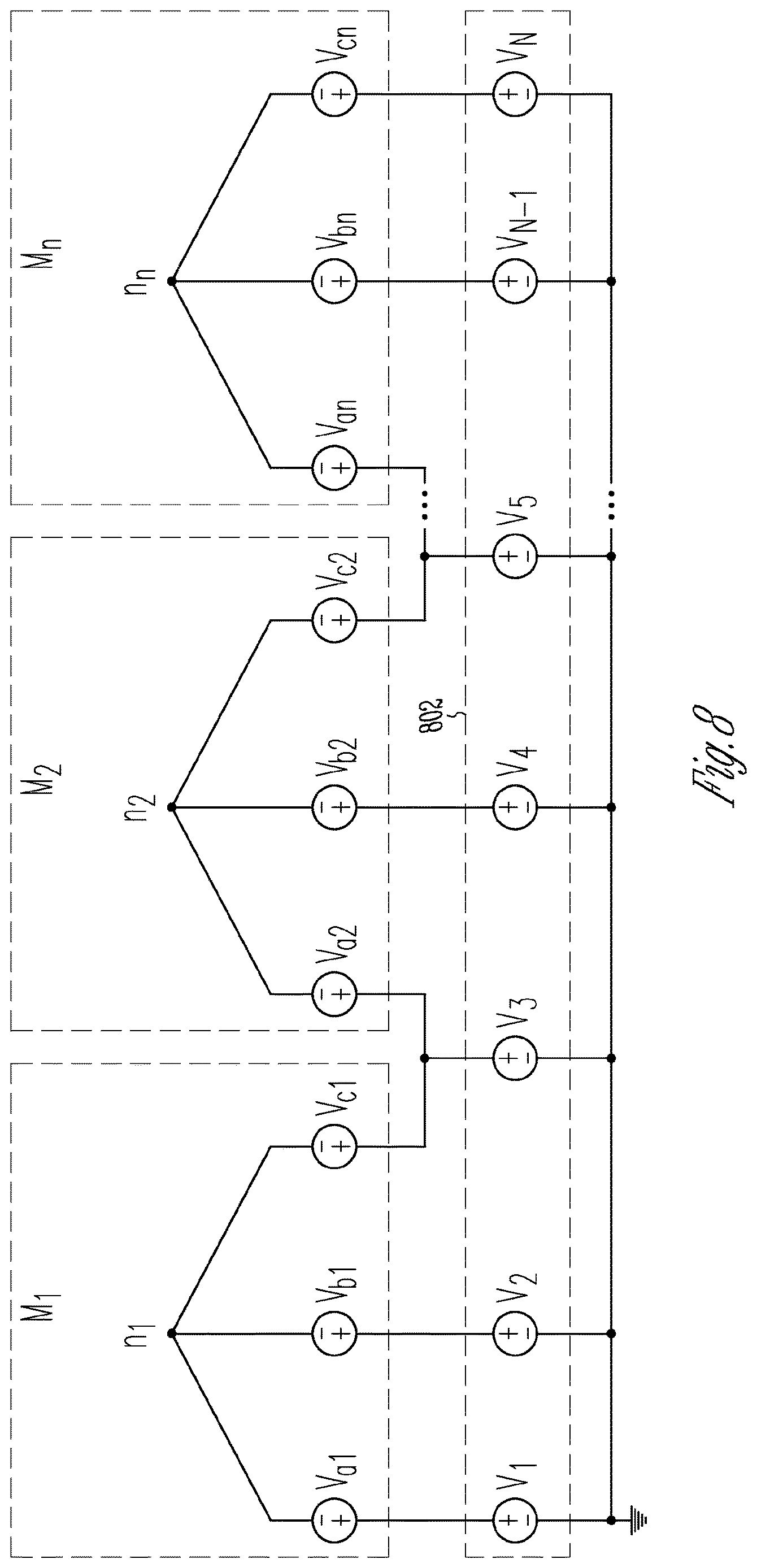 Patent US12614995 Figure 8 – Shared-leg voltage source inverter