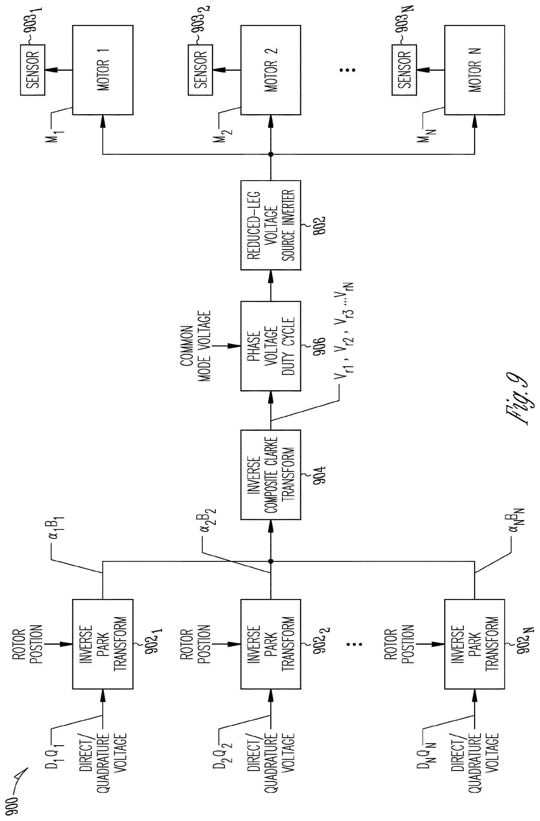 Patent US12614995 Figure 9 – Shared-leg voltage source inverter