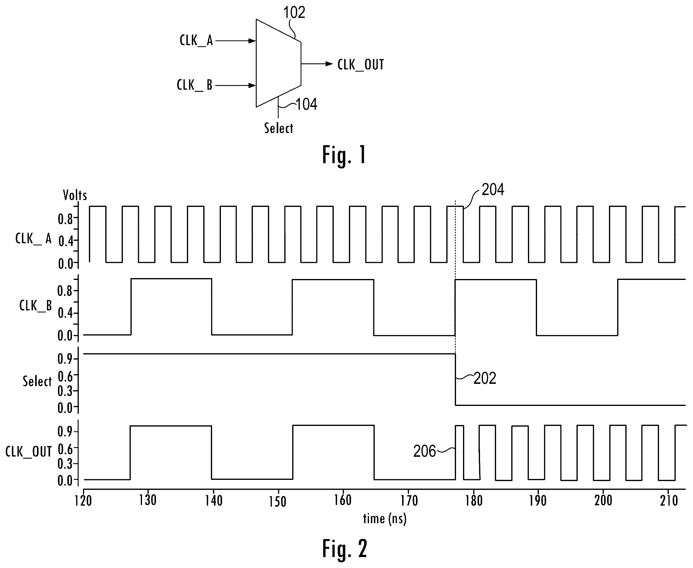Patent US12615036 Figure 1 – Fast clock switching deglitch circuit
