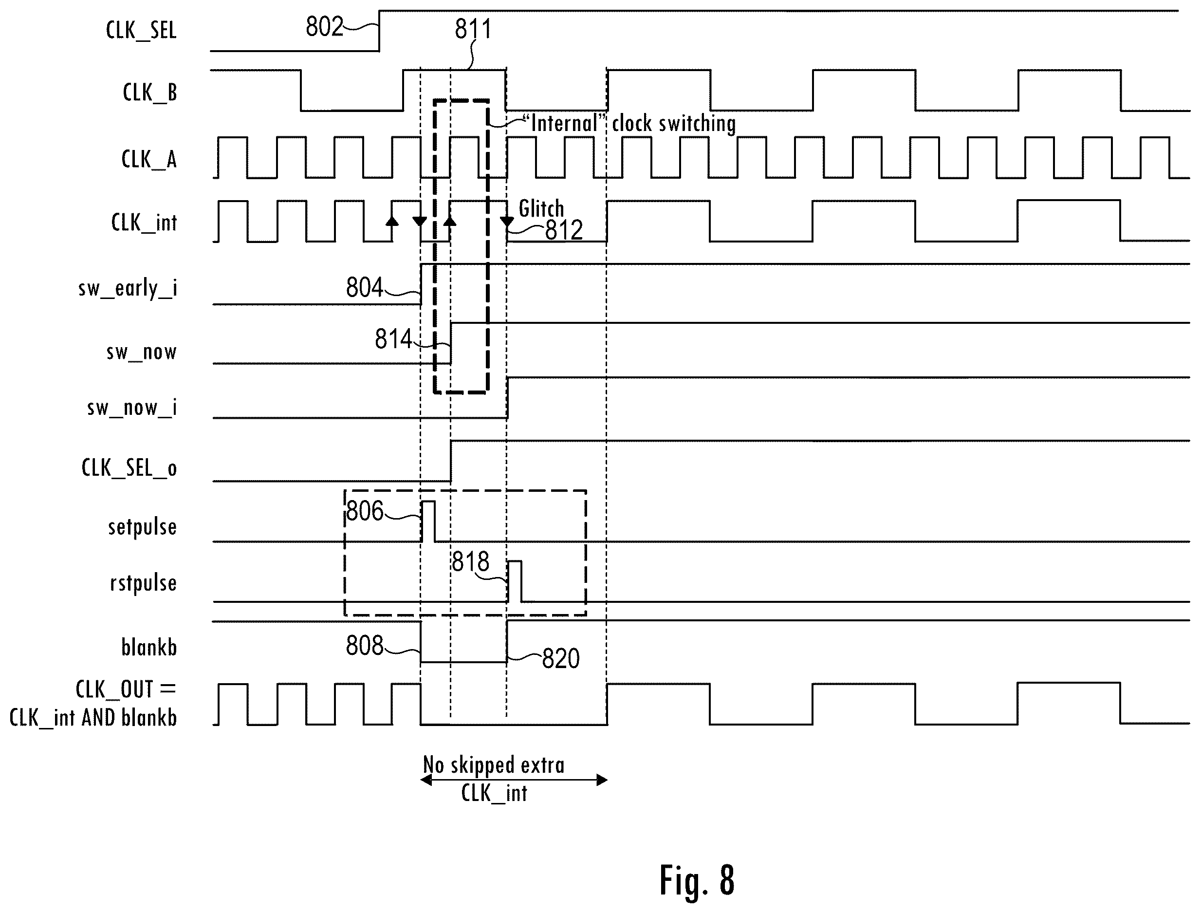 Patent US12615036 Figure 7 – Fast clock switching deglitch circuit
