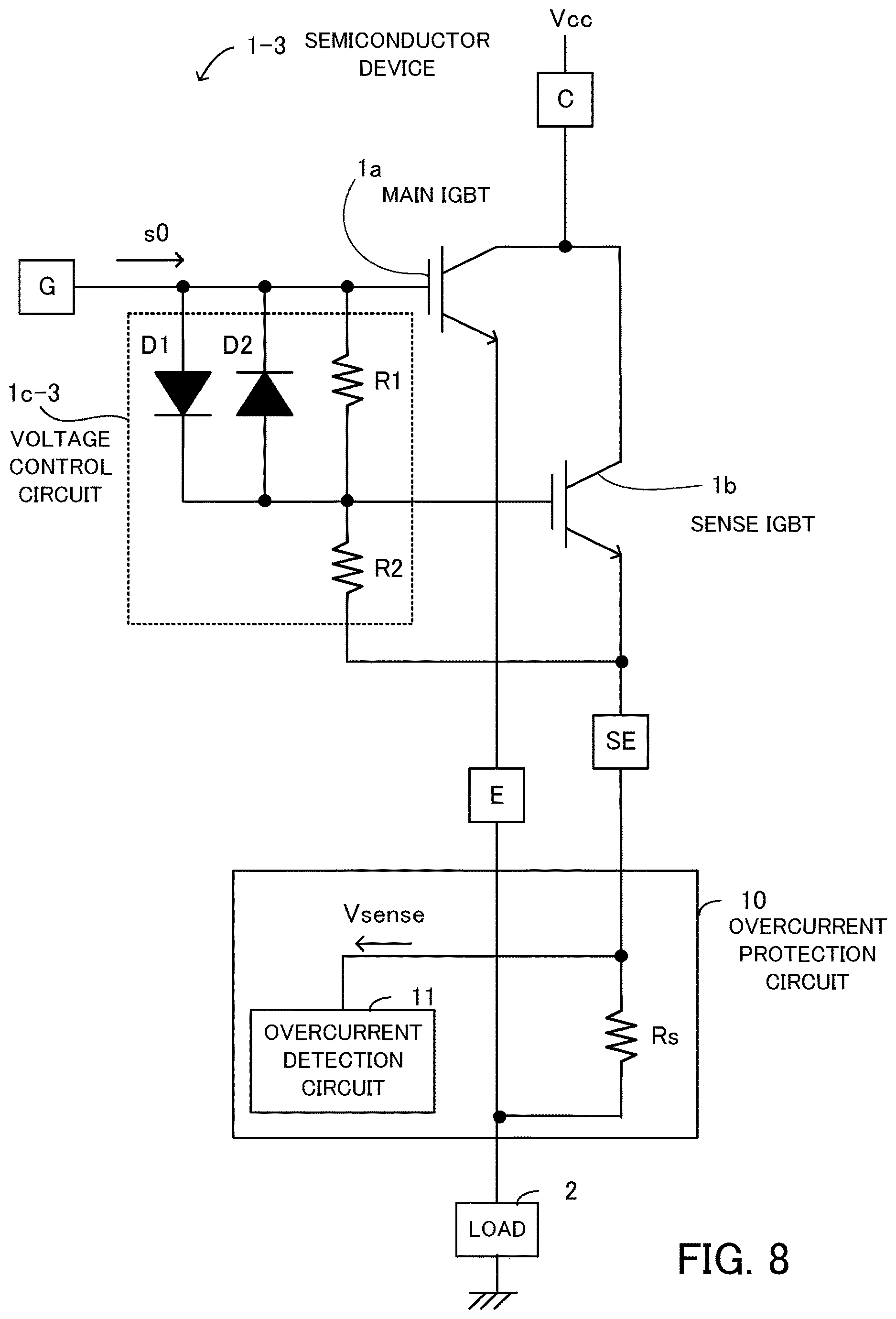 Patent US12615043 Figure 8 – Semiconductor device and overcurrent protection device