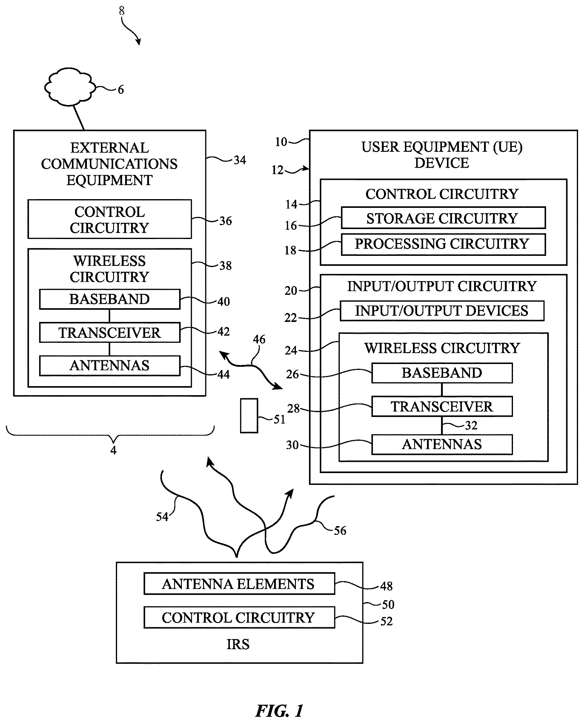 Patent US12615075 Figure 1 – Network-independent intelligent reflecting surface