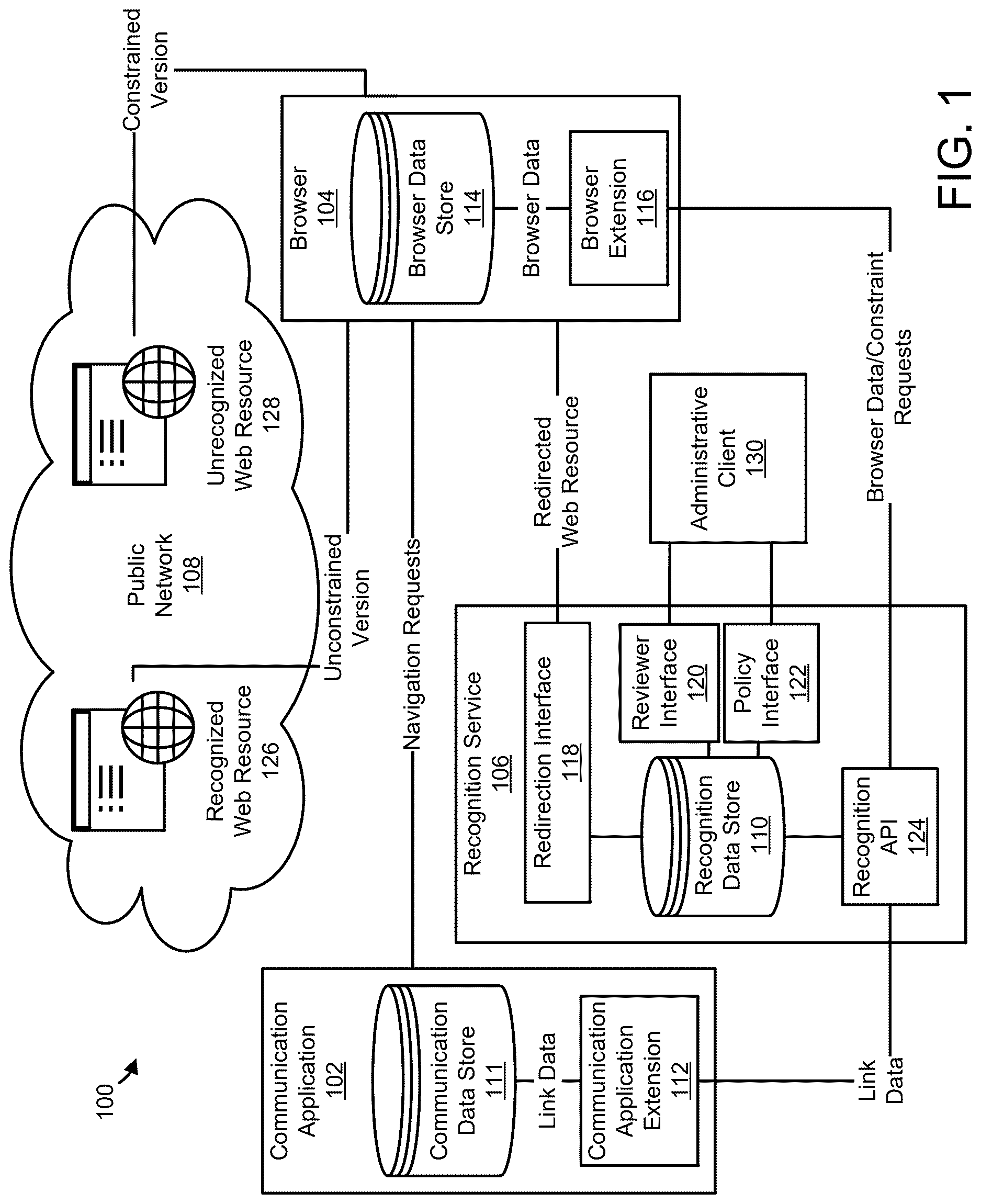Patent US12615291 — Web resource recognition — Figure 1