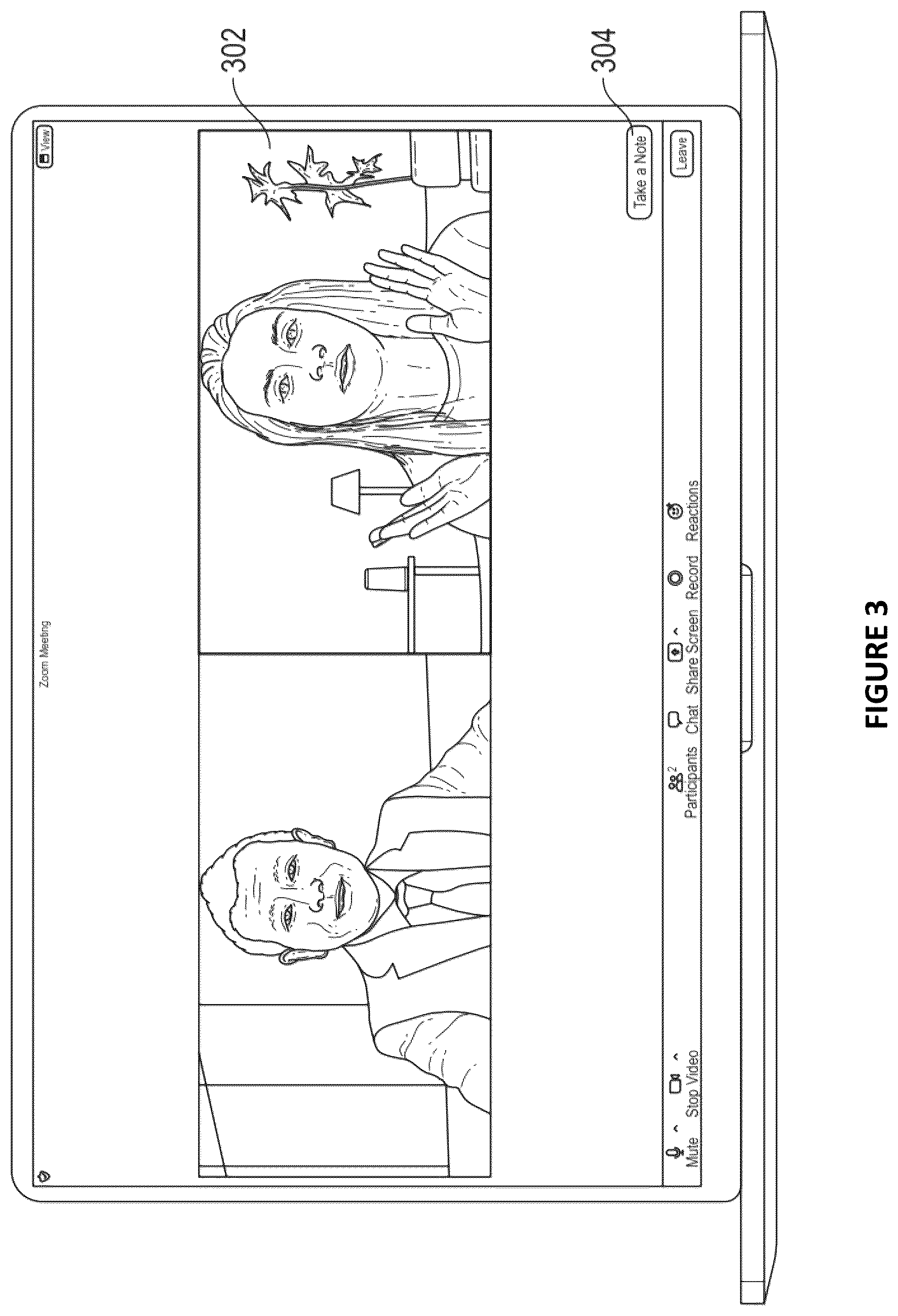 Patent US12615303 Figure 4 – Note capture via participant devices in communication sessions